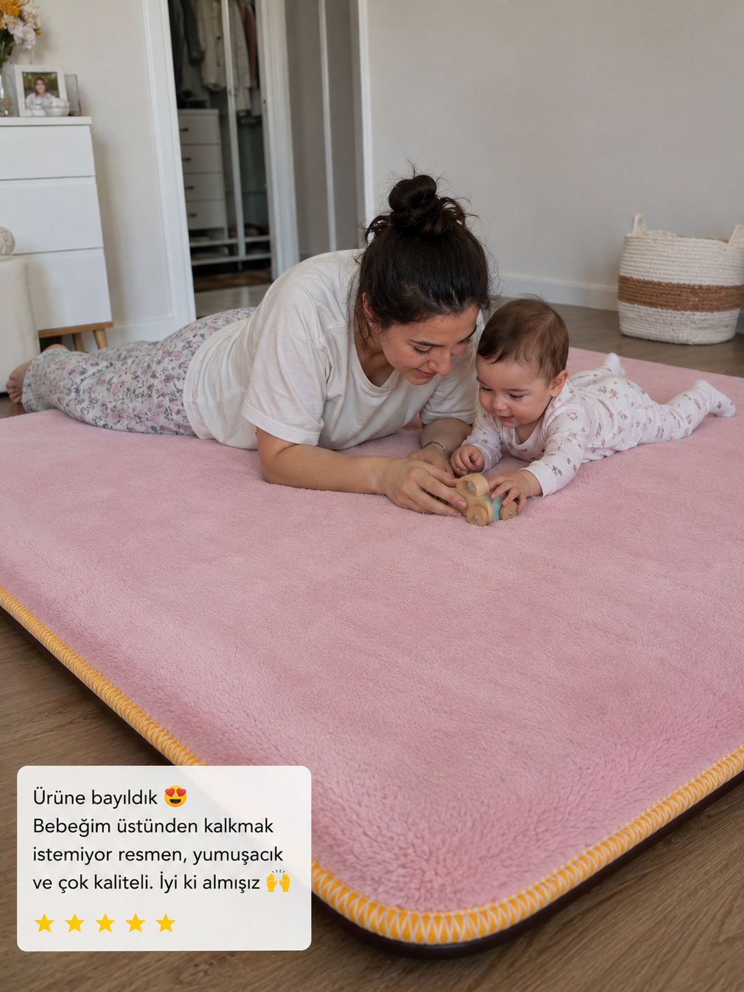 3 cm Süngerli Welsoft Bebek Oyun Matı | Kaymaz Taban Pembe