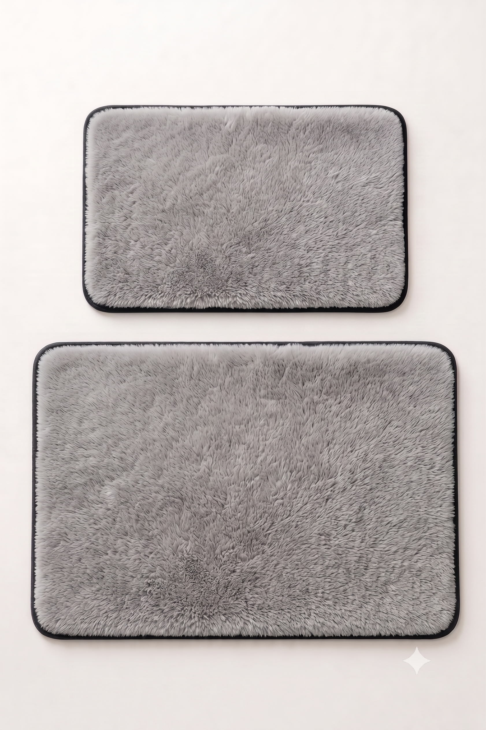 Kaydırmaz Banyo Paspası Seti - 2'li Peluş Banyo Halısı Gri