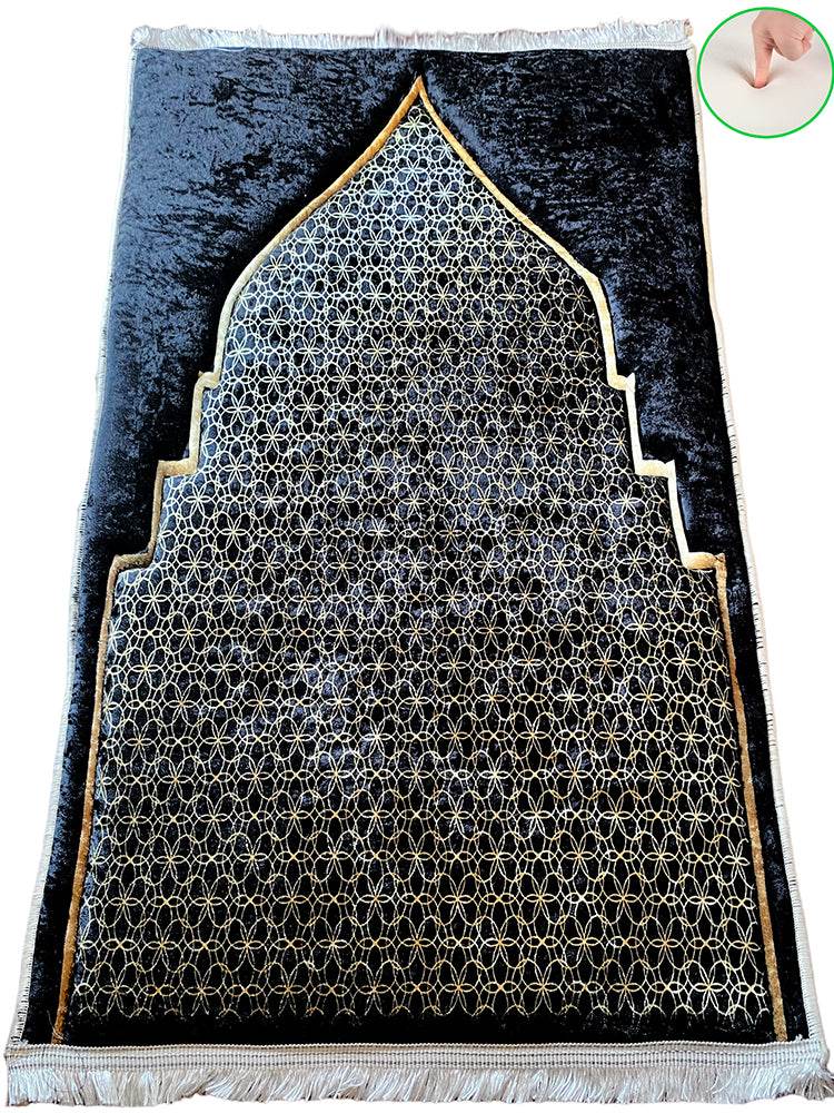 3 CM Süngerli Ortopedik Seccade - Gold Siyah Desenli Ortopedik - Carpetella