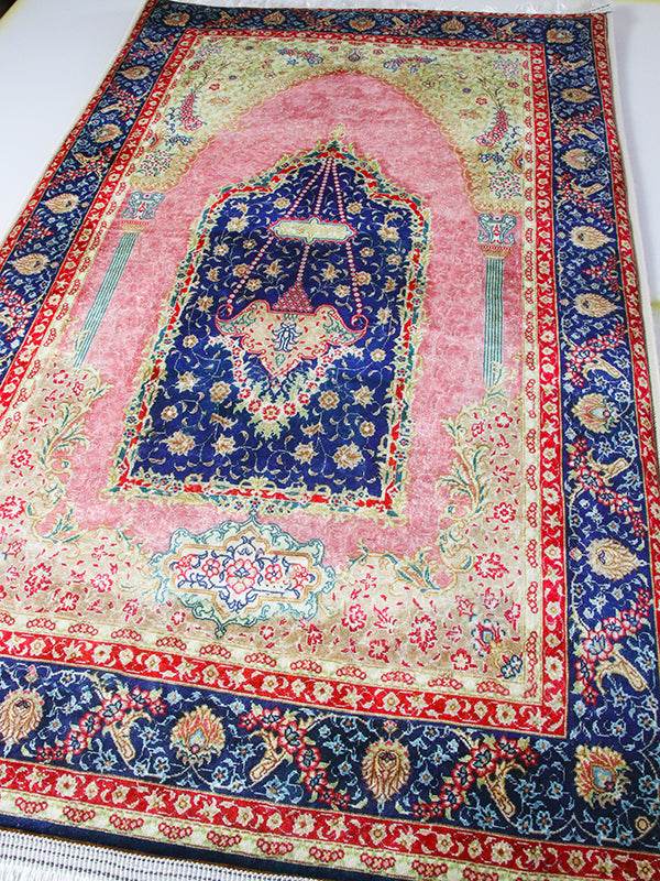 3 CM Süngerli Ortopedik Seccade - Pembe Kadife Çeyizlik Kalın Süngerli - Carpetella