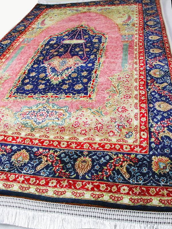 3 CM Süngerli Ortopedik Seccade - Pembe Kadife Çeyizlik Kalın Süngerli - Carpetella