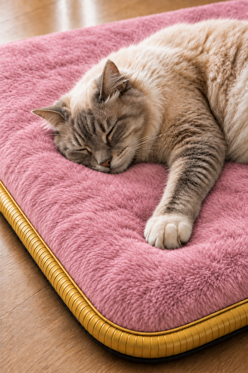 Visco Kedi Köpek Yatağı – 3 CM Hafızalı Sünger, Welsoft Pembe Peluş