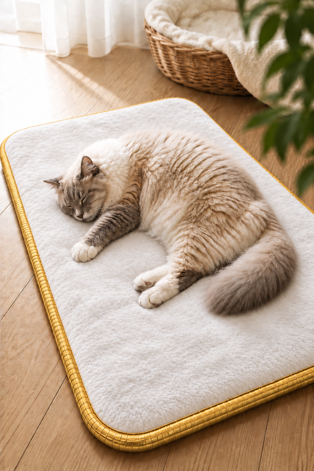 Visco Kedi Köpek Yatağı – 3 CM Hafızalı Sünger, Beyaz Welsoft Peluş