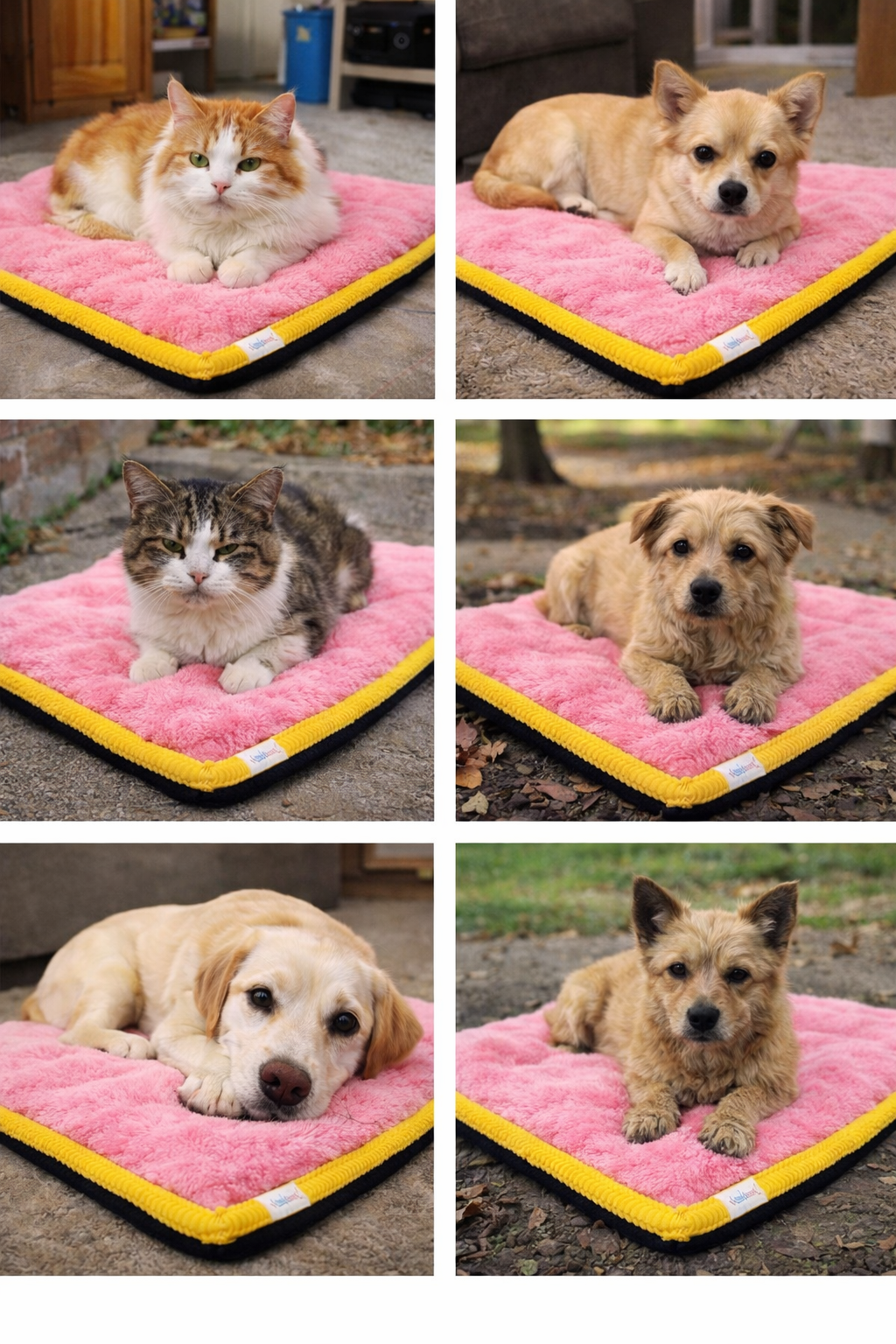 3 CM Süngerli Ortopedik Kedi Köpek Yatağı Pembe Welsoft – Kaymaz Tabanlı Peluş Pet Mat Minderi