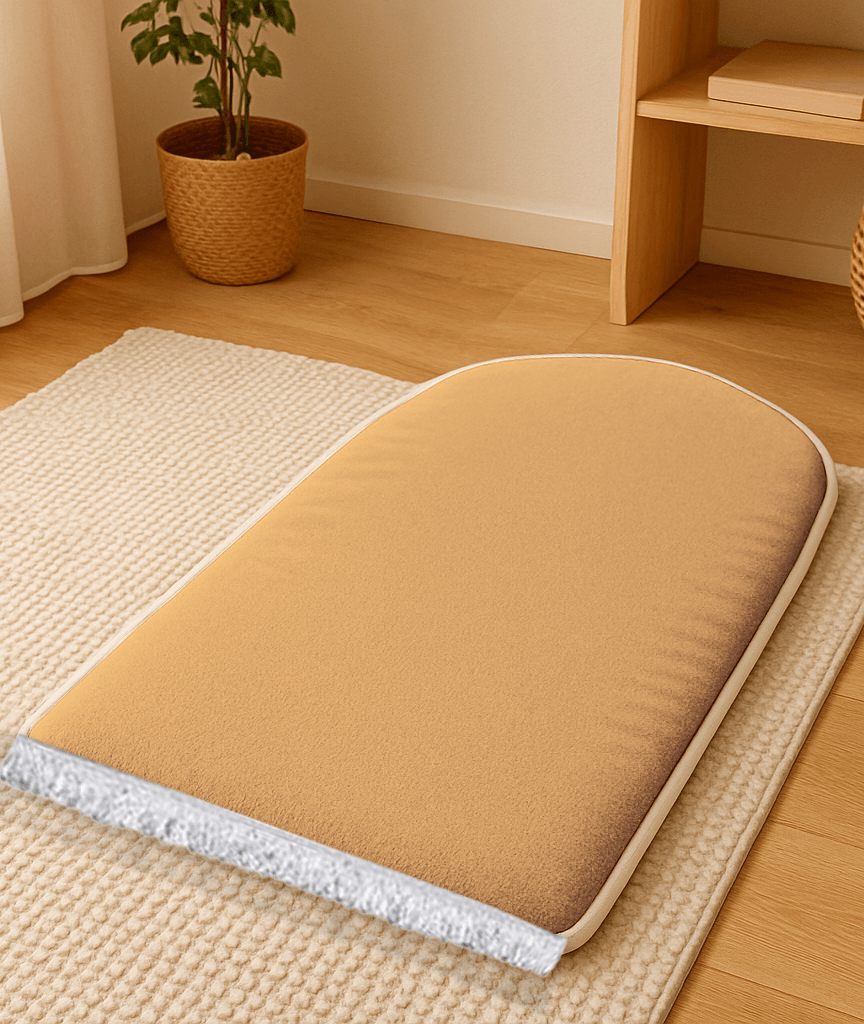 Düz Renk Desensiz Bej Kadife Seccade Ortopedik 3 CM Süngerli - Carpetella