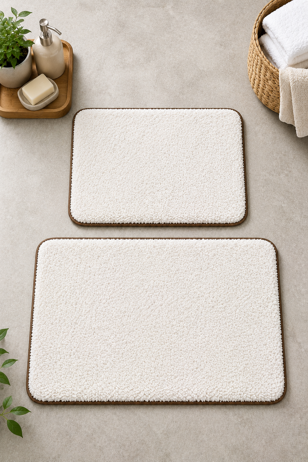 Kaydırmaz Banyo Paspası Seti - 2'li Peluş Banyo Halısı