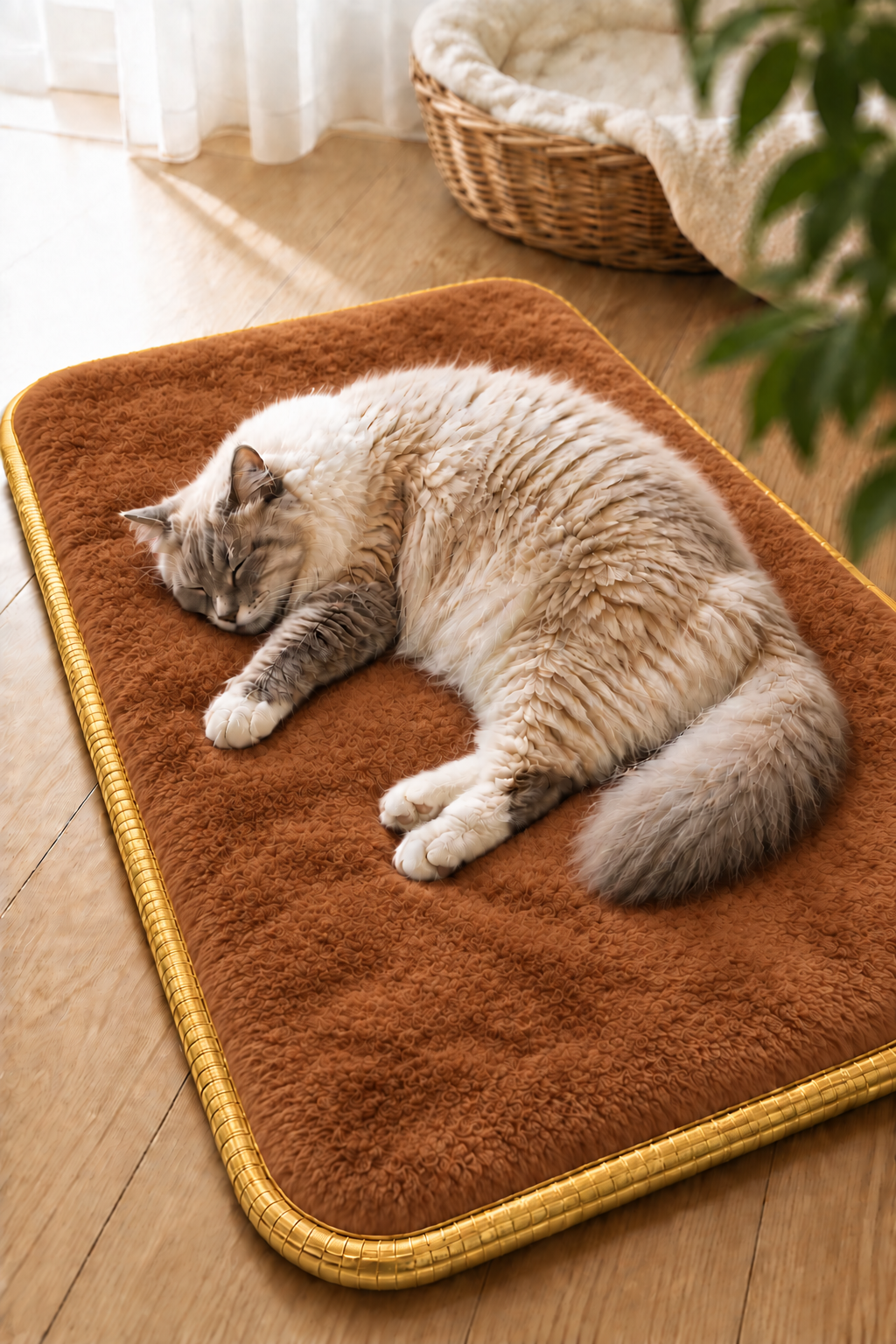 Visco Kedi Köpek Yatağı – 3 CM Hafızalı Sünger, Kahverengi Welsoft Peluş