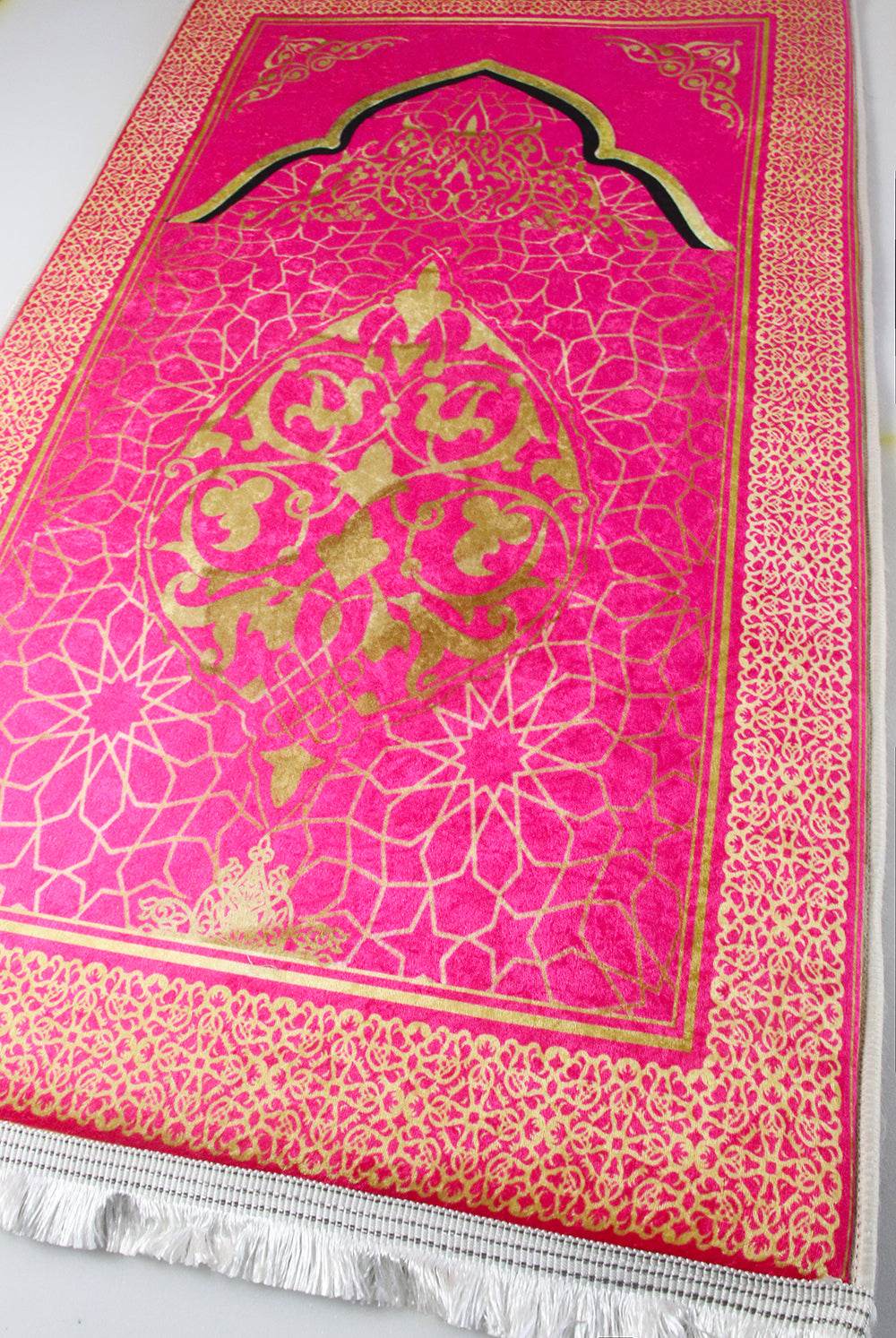 3 CM Süngerli Ortopedik Seccade - Pembe Kadife Çeyizlik Kalın Süngerli - Carpetella