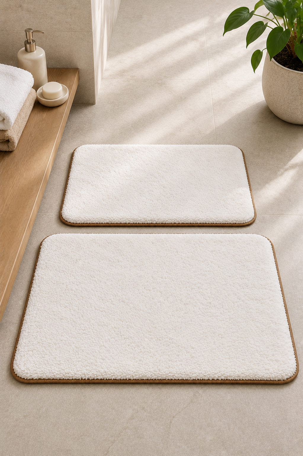 Kaydırmaz Banyo Paspası Seti - 2'li Peluş Banyo Halısı