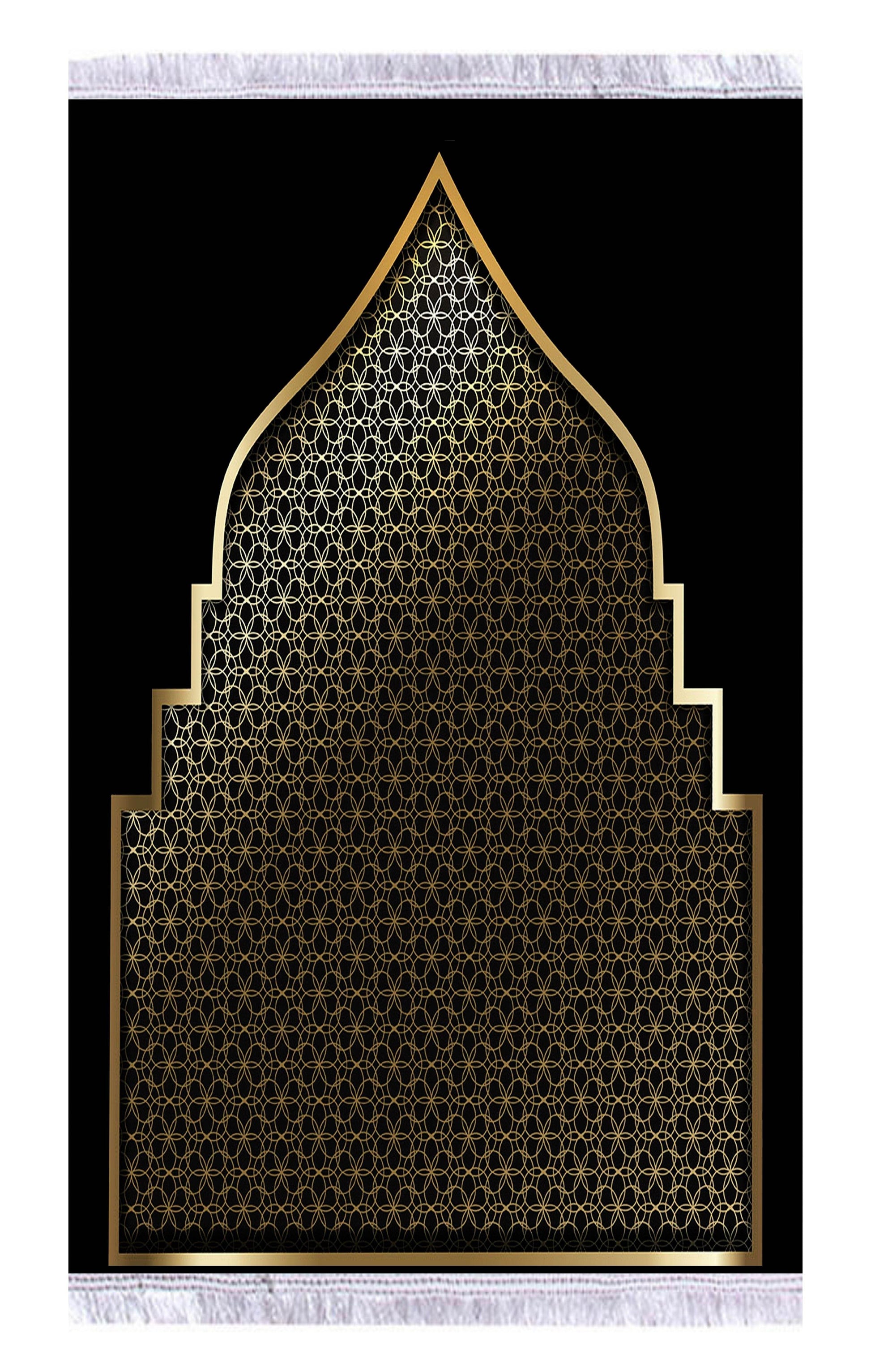 Siyah Gold Keten Astarlı Kadife Seccade - 70x120cm - Carpetella