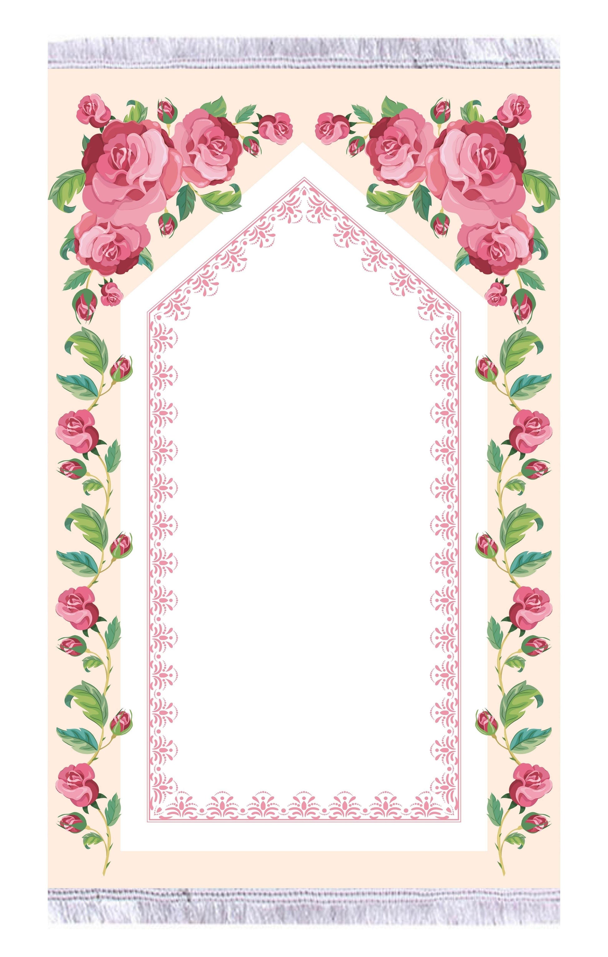 Çiçek Keten Astarlı Kadife Seccade - 70x120cm - Carpetella