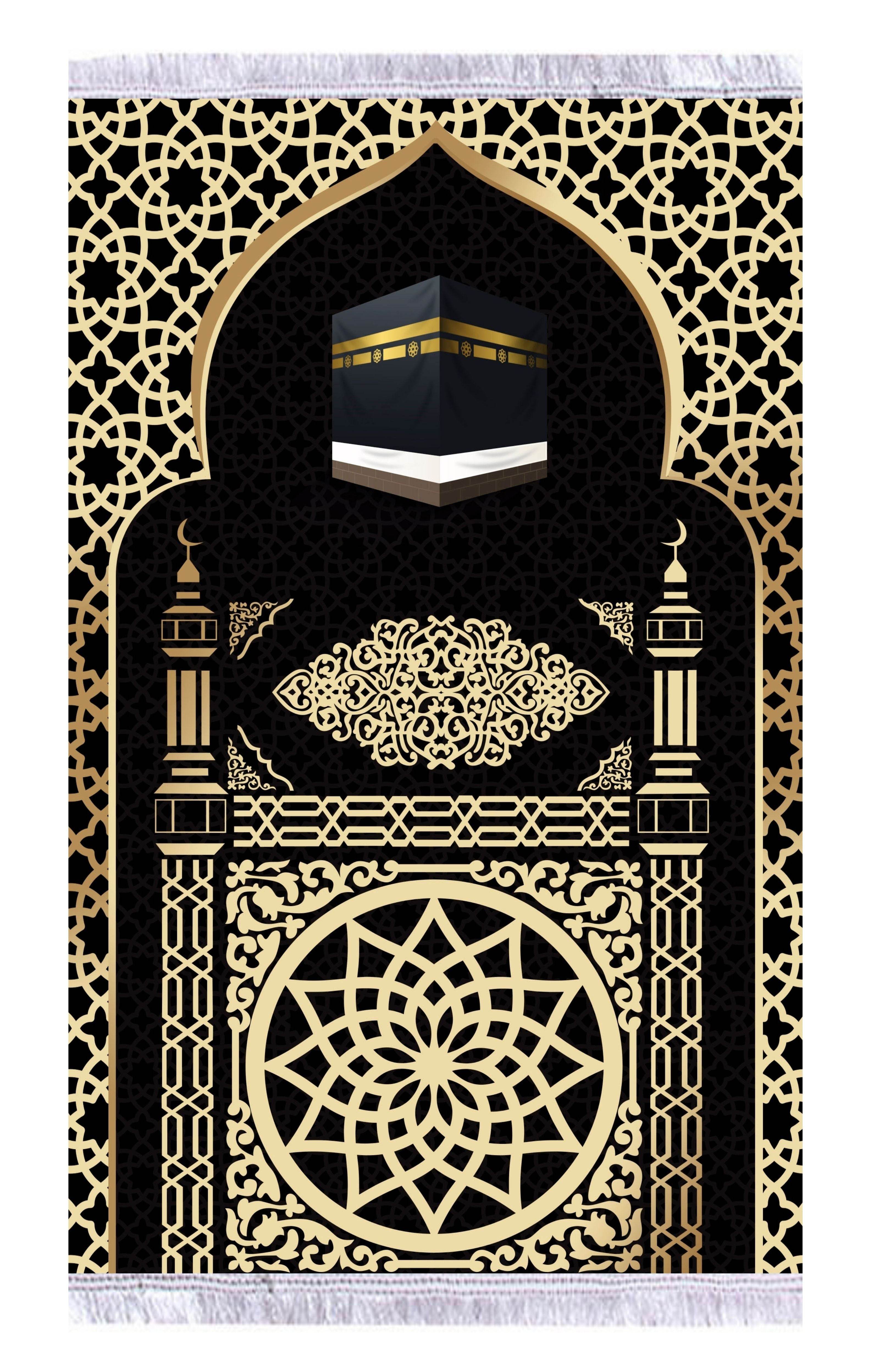 Kadife Seccade Kaymaz Taban - Gold Siyah
