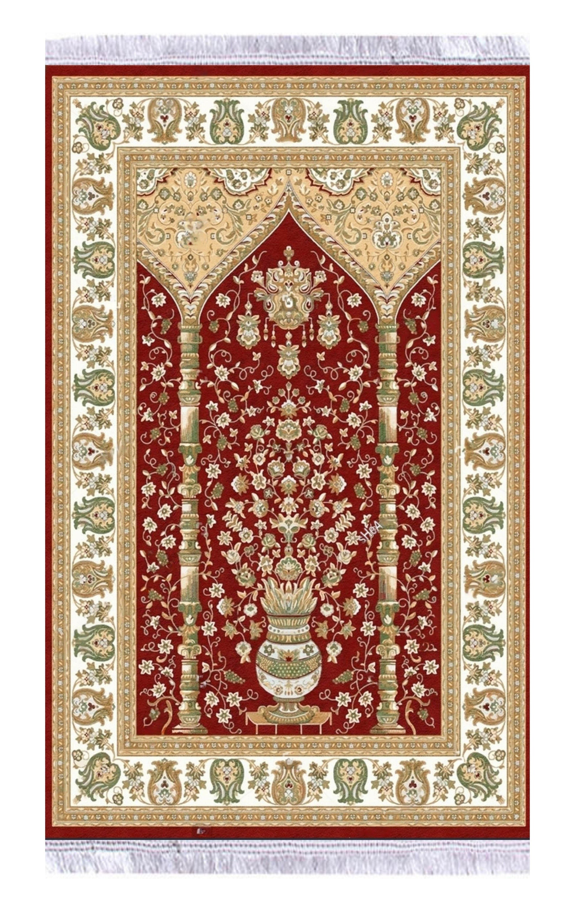 Oryantal Desen Keten Astarlı Kadife Seccade - 70x120cm - Carpetella