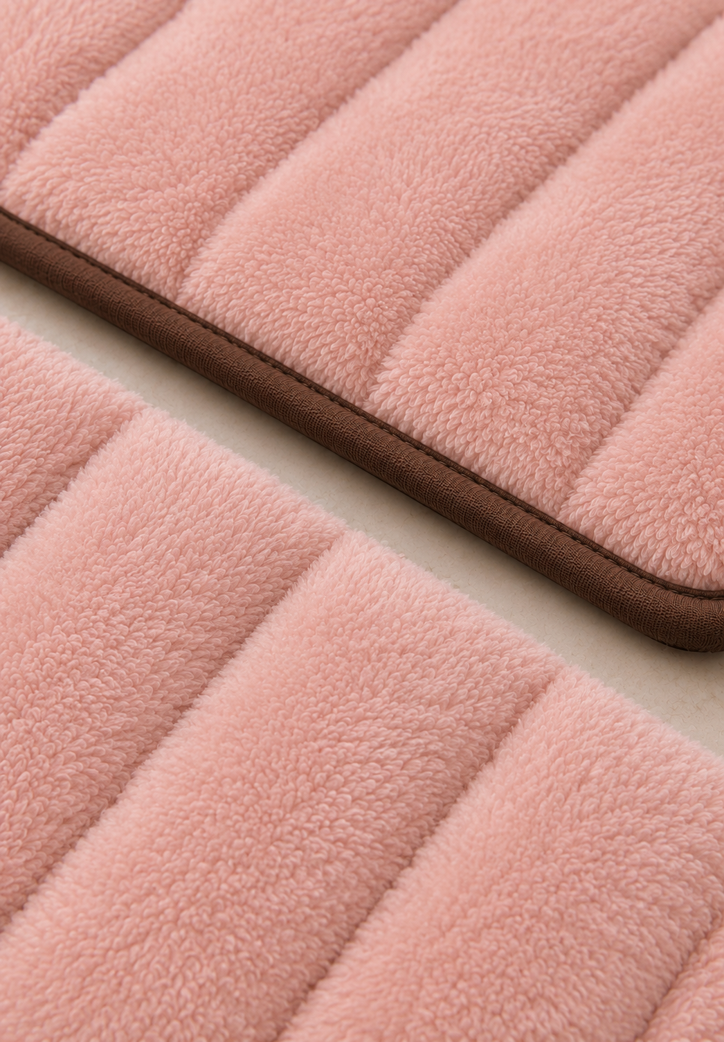 Süngerli Banyo Paspası Seti Kaymaz Taban - Pembe Peluş