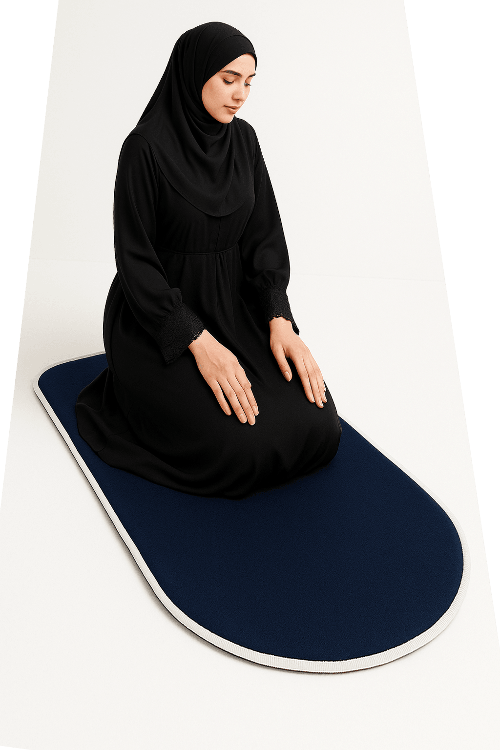 Düz Renk Desensiz Lacivert Kadife Seccade Ortopedik 3 CM Süngerli - Carpetella