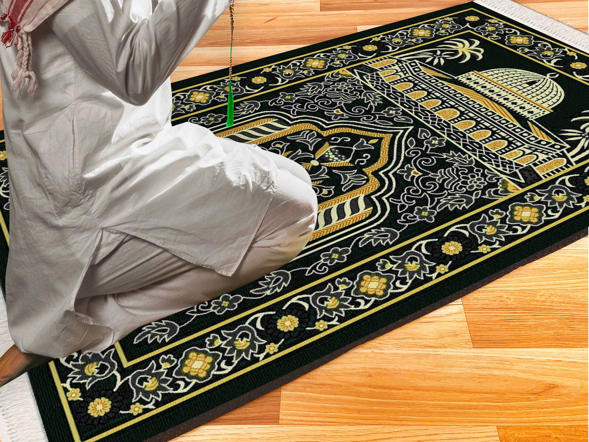 Hurma Ağacı Keten Astarlı Kadife Seccade - 70x120cm - Carpetella