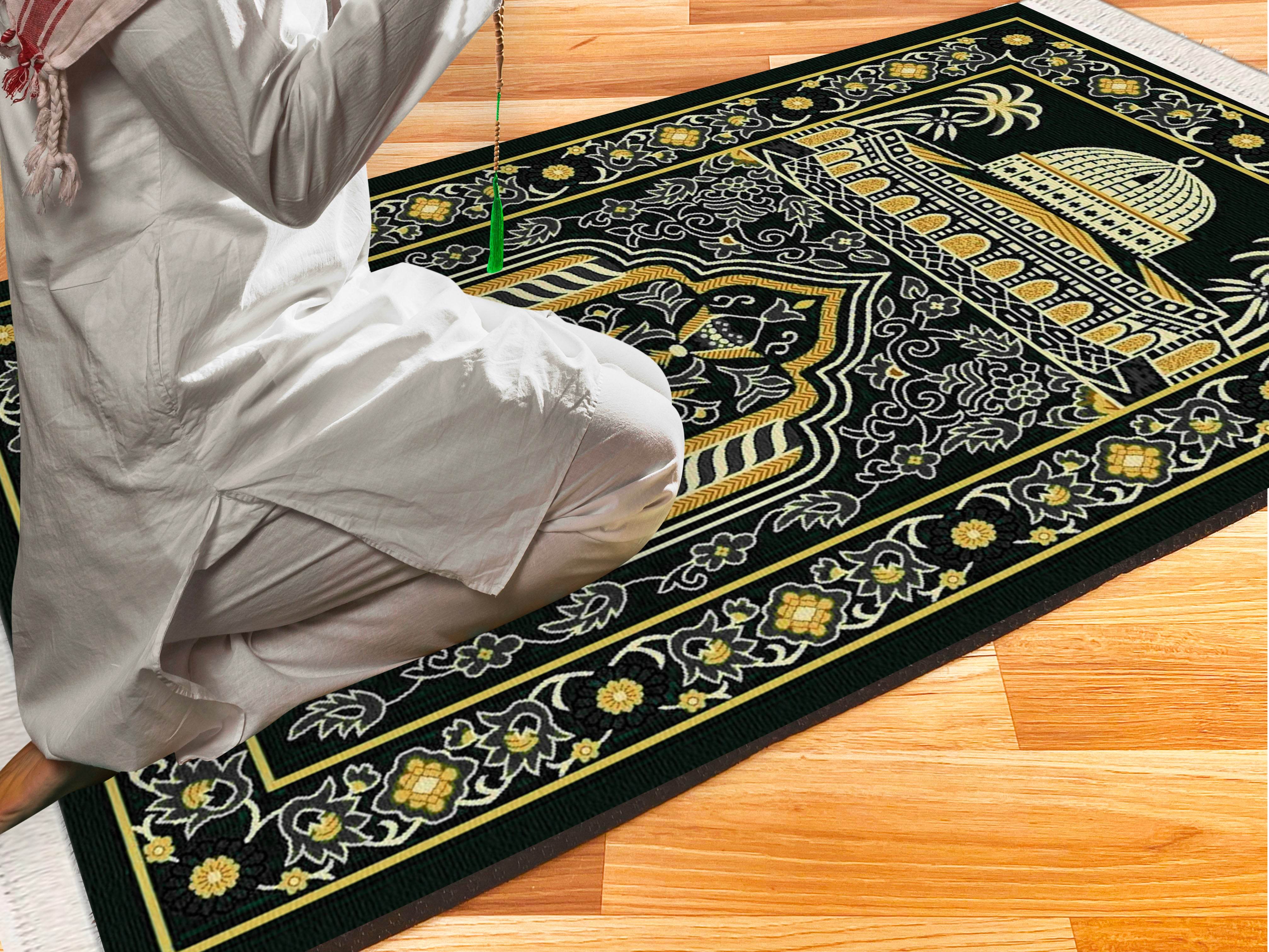 Hurma Ağacı Keten Astarlı Kadife Seccade - 70x120cm - Carpetella