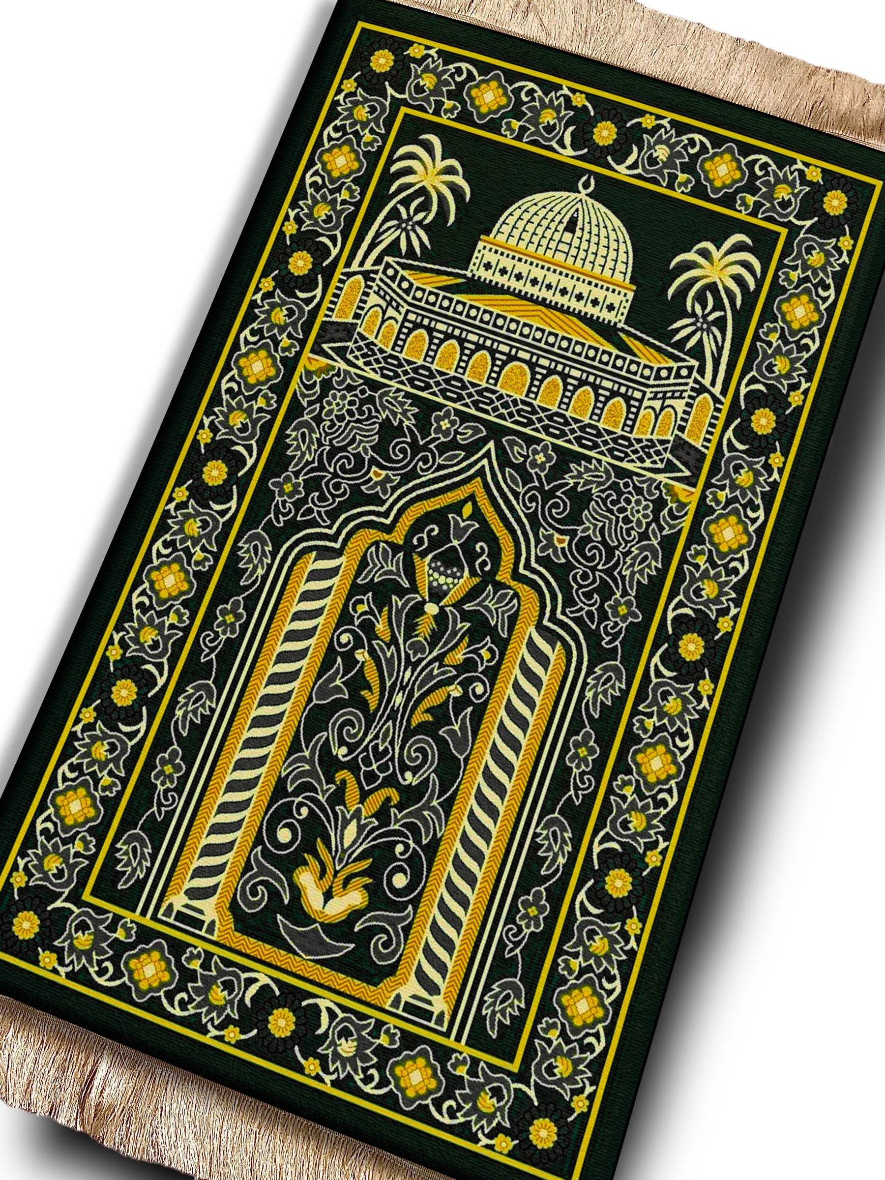 Hurma Ağacı Keten Astarlı Kadife Seccade - 70x120cm - Carpetella