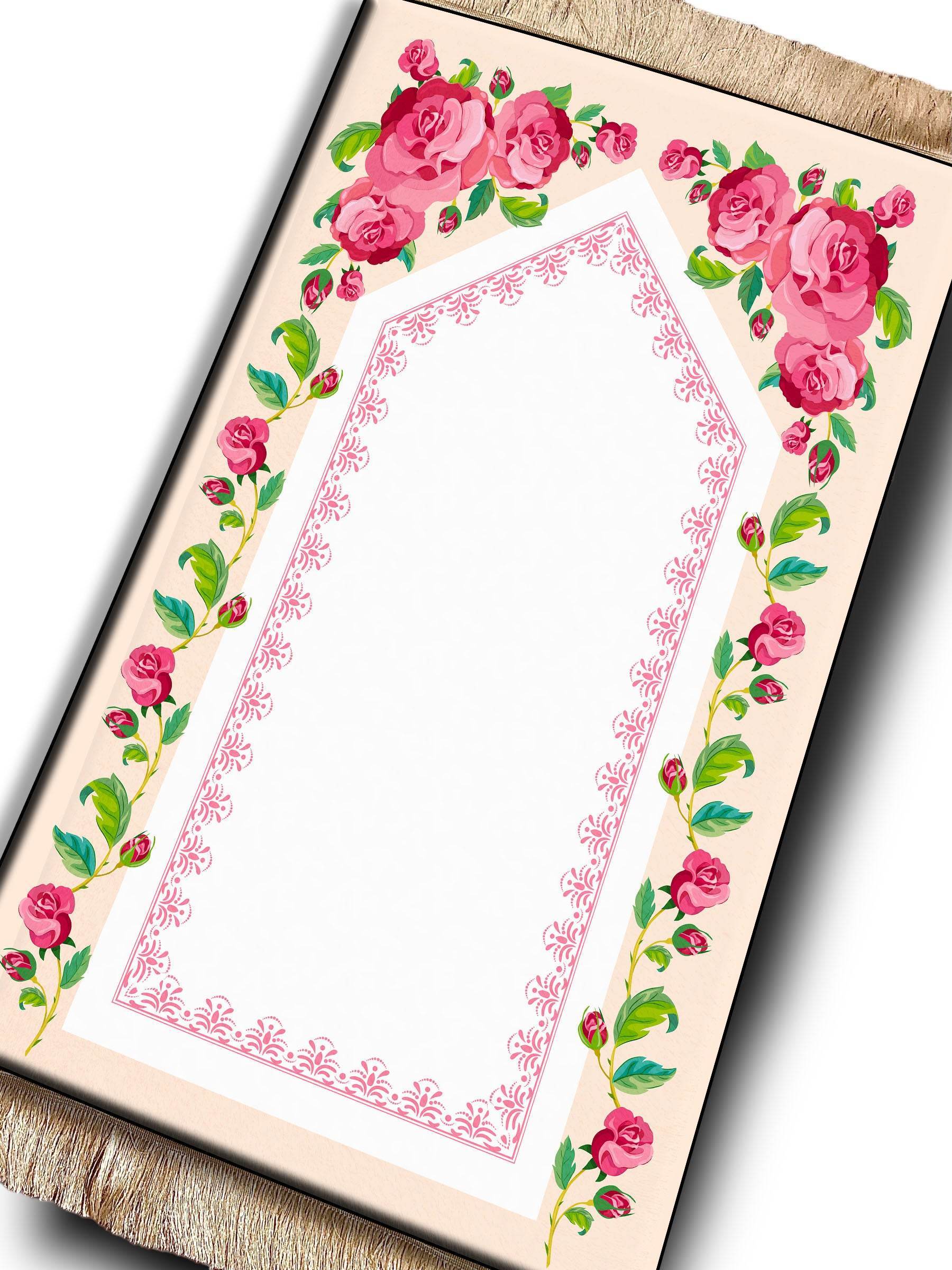 Çiçek Keten Astarlı Kadife Seccade - 70x120cm - Carpetella