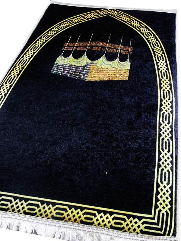 3 CM Süngerli Ortopedik Seccade - Siyah Bordürlü Kabe Motifli Seccade - Carpetella