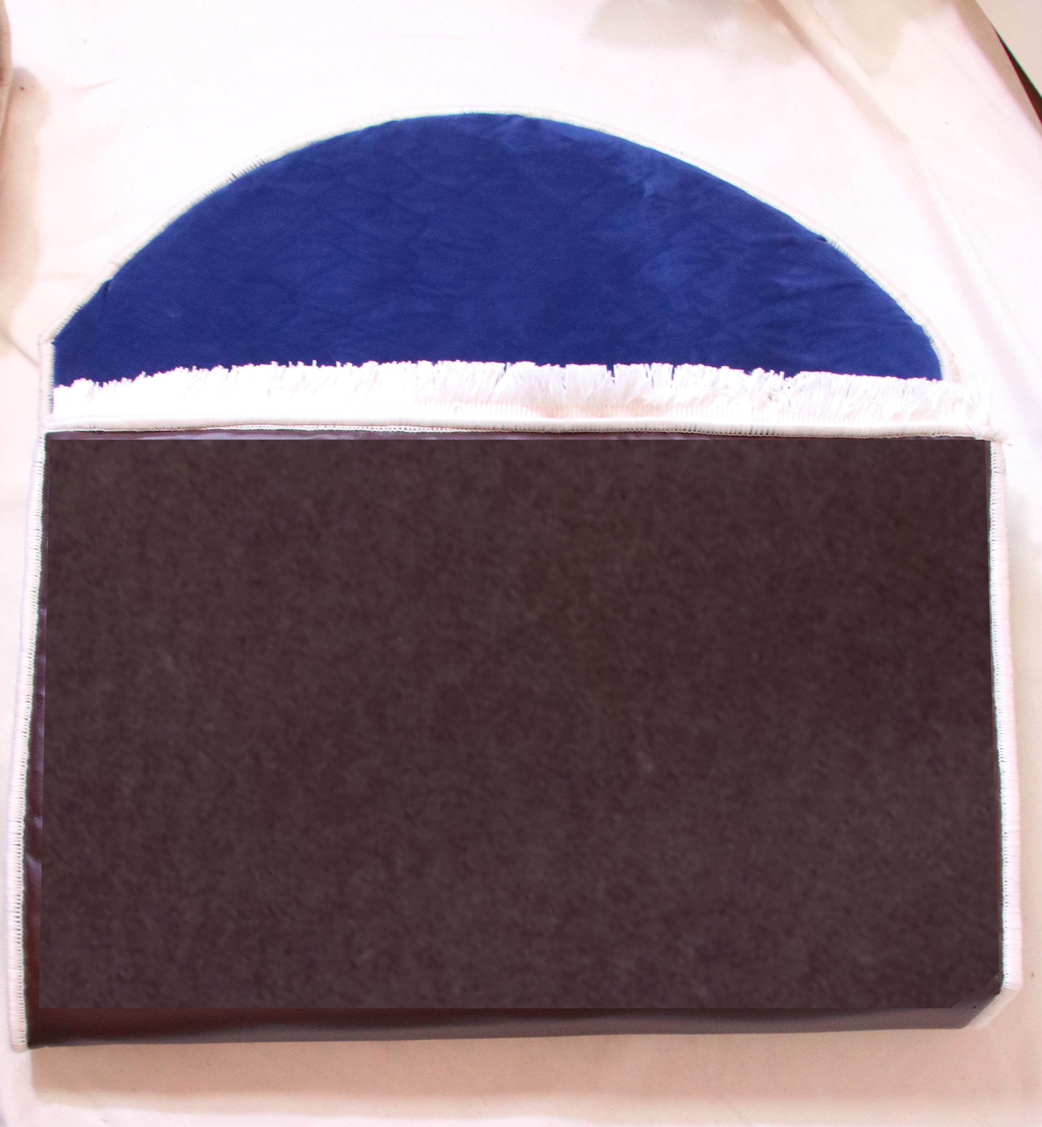 Lacivert Kabe İşlemeli Kadife Seccade | Ortopedik 3cm Süngerli - Carpetella