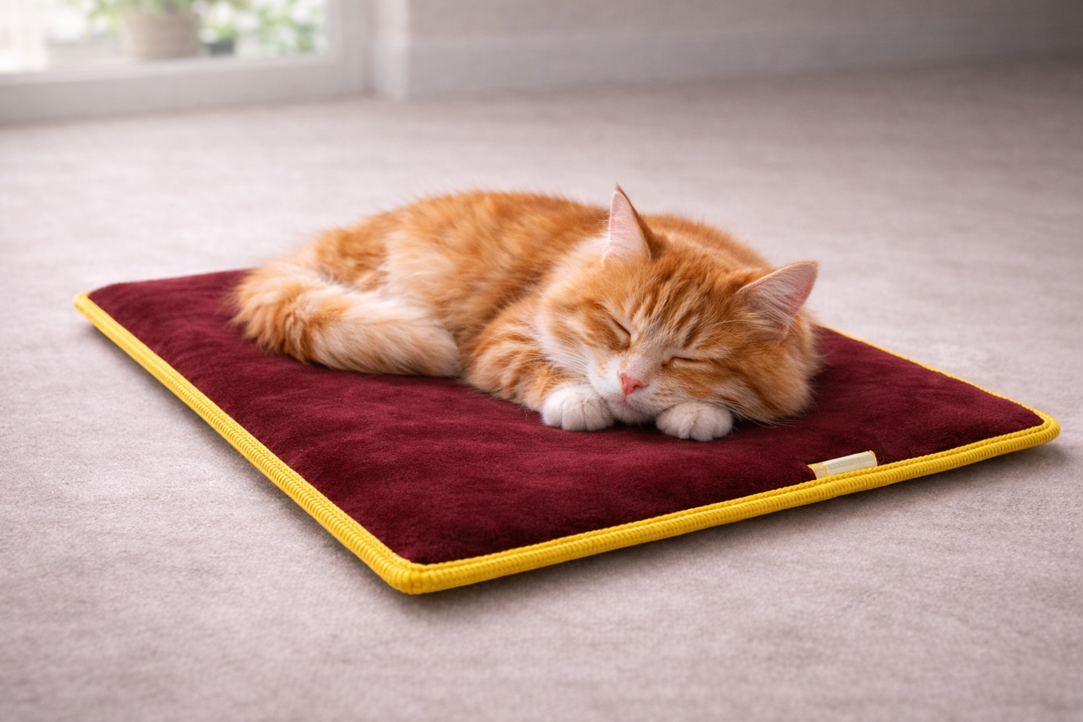 3 CM Süngerli Ortopedik Kedi Köpek Yatağı Bordo Süet – Kaymaz Tabanlı Peluş Pet Mat Minderi