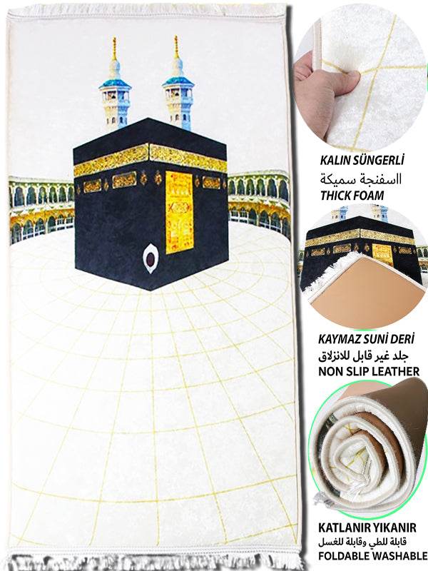 Beyaz Kabe motifl süngerli ortopedik 
 seccade