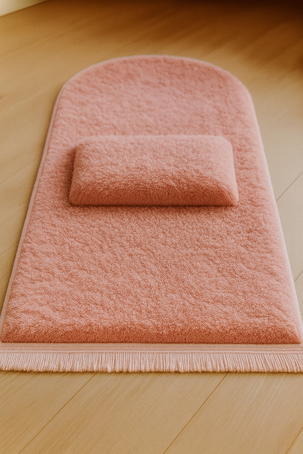 7 CM Ortopedik Ortası Süngerli Diz Ağrıtmaz Pembe Peluş Seccade Namazlık