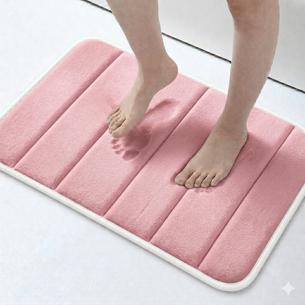 Süngerli Banyo Paspas Seti 2'li - Pembe (60x80 cm & 40x70 cm)