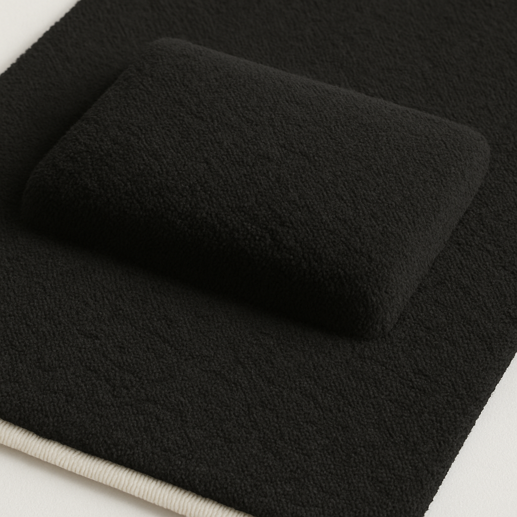 7 CM Ortopedik Ortası Süngerli Diz Ağrıtmaz Siyah Peluş Seccade Namazlık