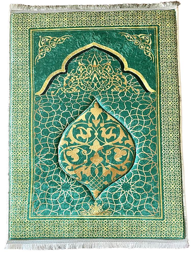 3 CM Süngerli Ortopedik Seccade - Yeşil Gold Ortopedik Kadife - Carpetella