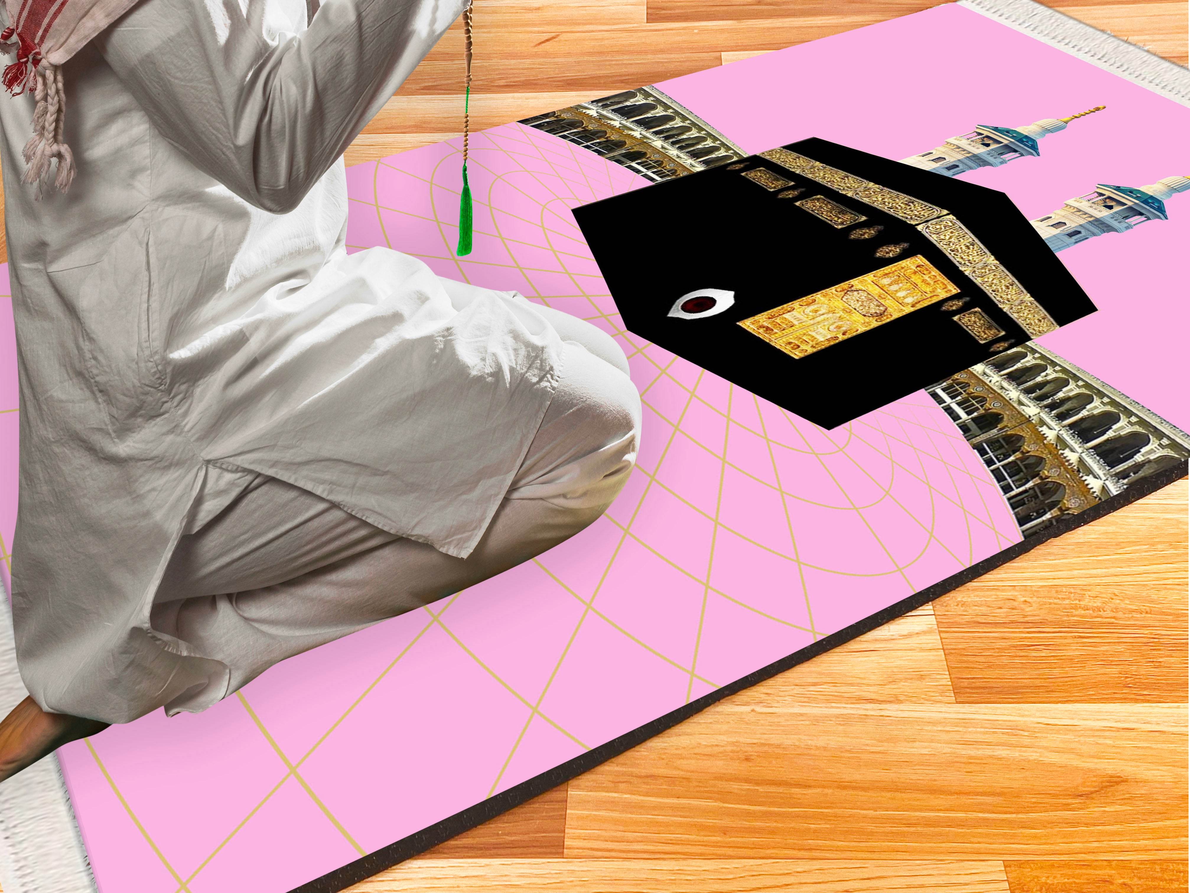 Pembe Kabe Keten Astarlı Kadife Seccade - 70x120cm - Carpetella