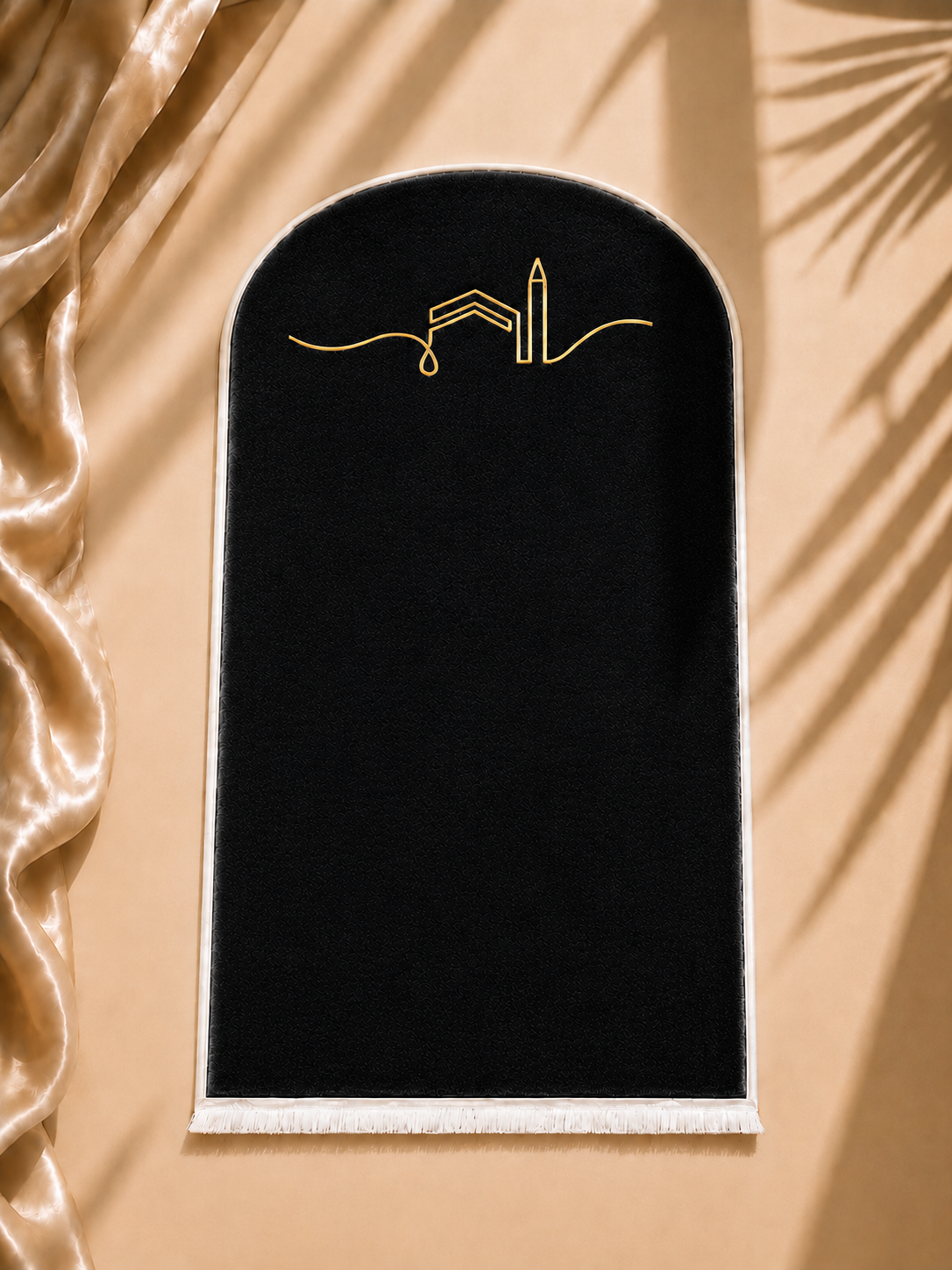 Kadife Seccade Kaymaz Taban - Siyah Gold