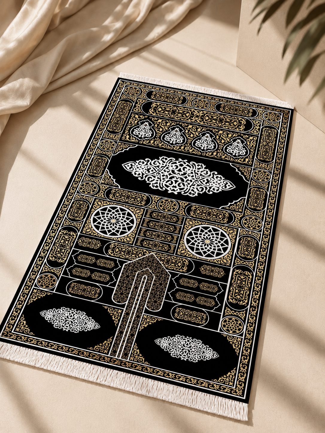 Kadife Seccade Kaymaz Taban - Gold