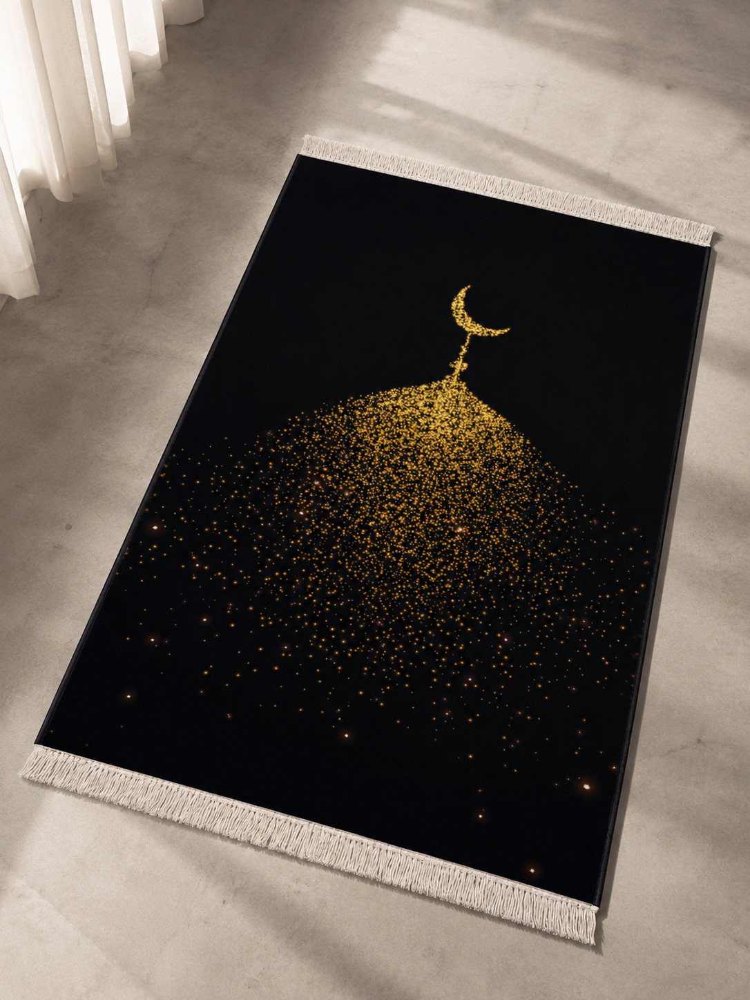 Kadife Seccade Kaymaz Taban - Siyah