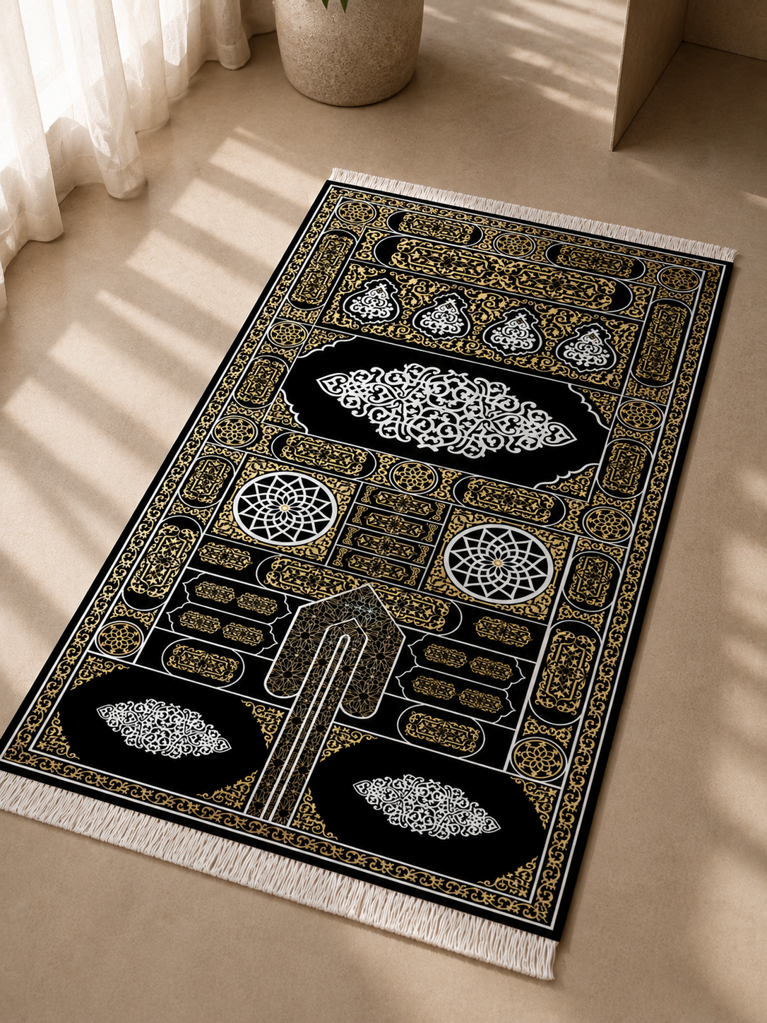 Kadife Seccade Kaymaz Taban - Gold