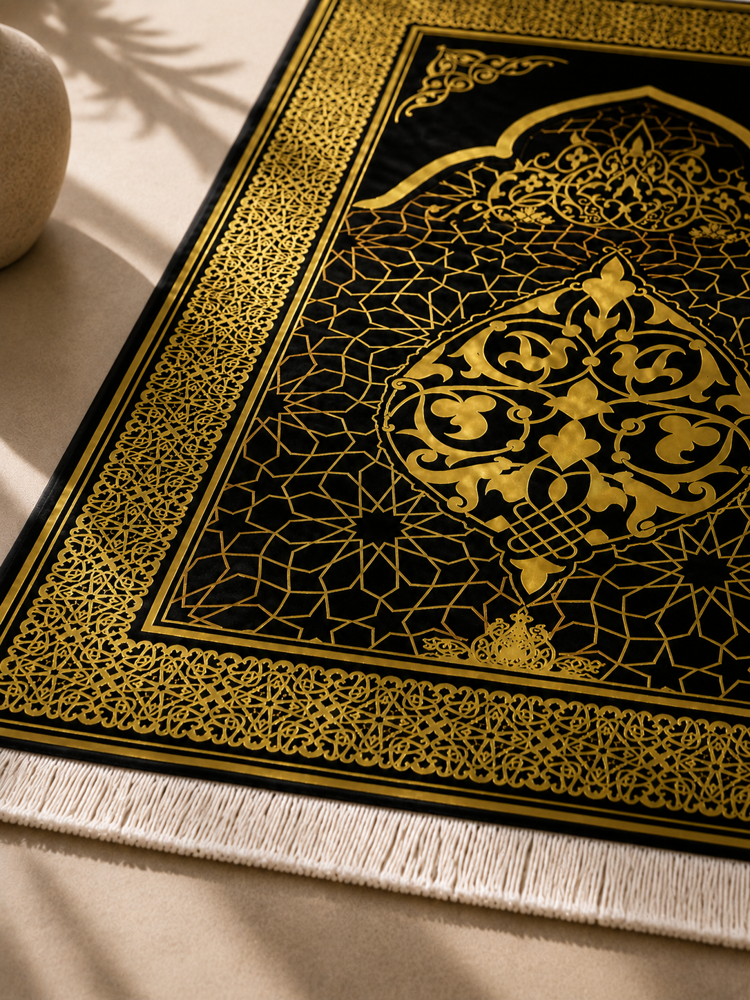 Kadife Seccade Kaymaz Taban - Siyah