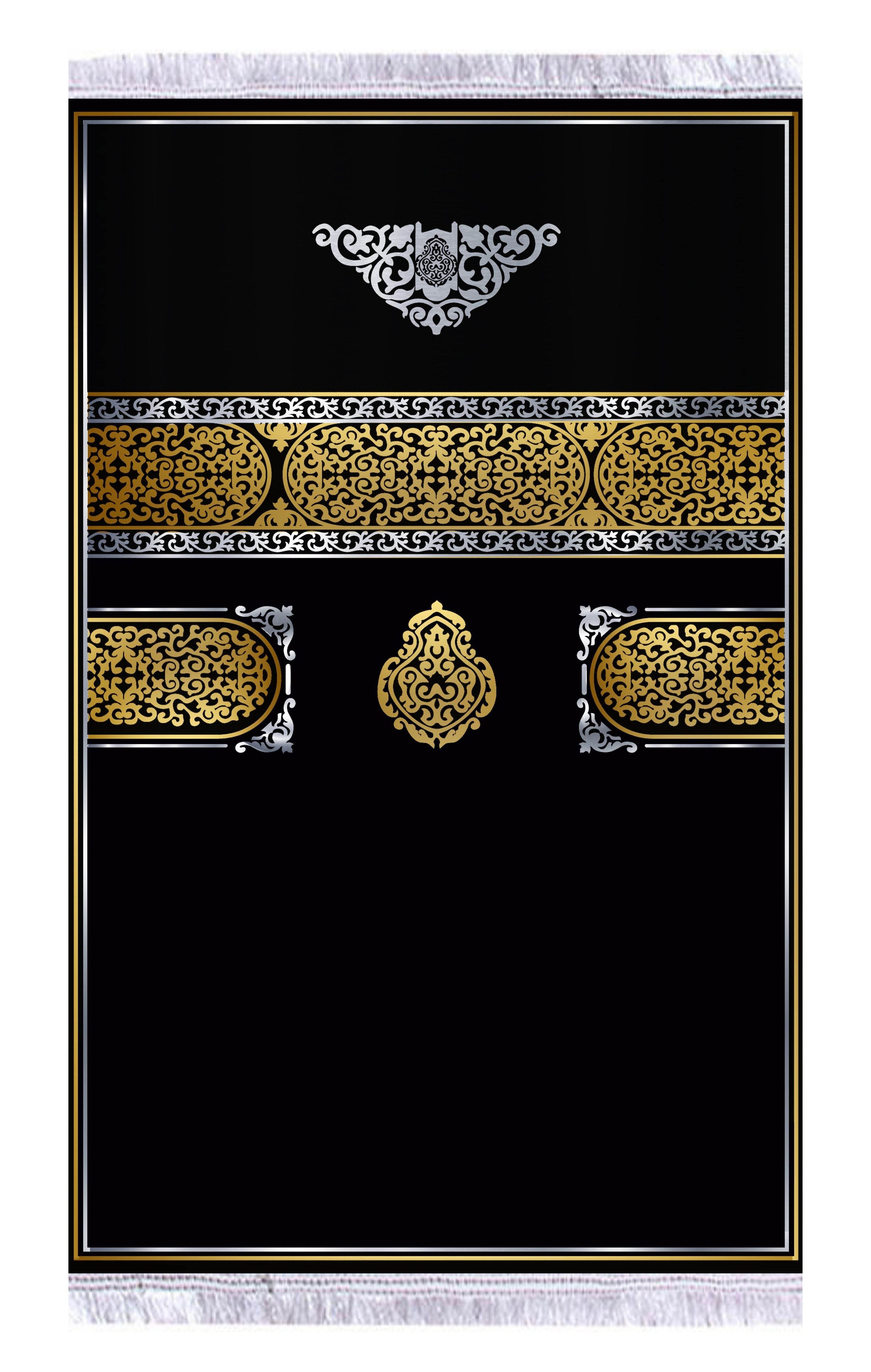 Kadife Seccade Kaymaz Taban - Gold Siyah