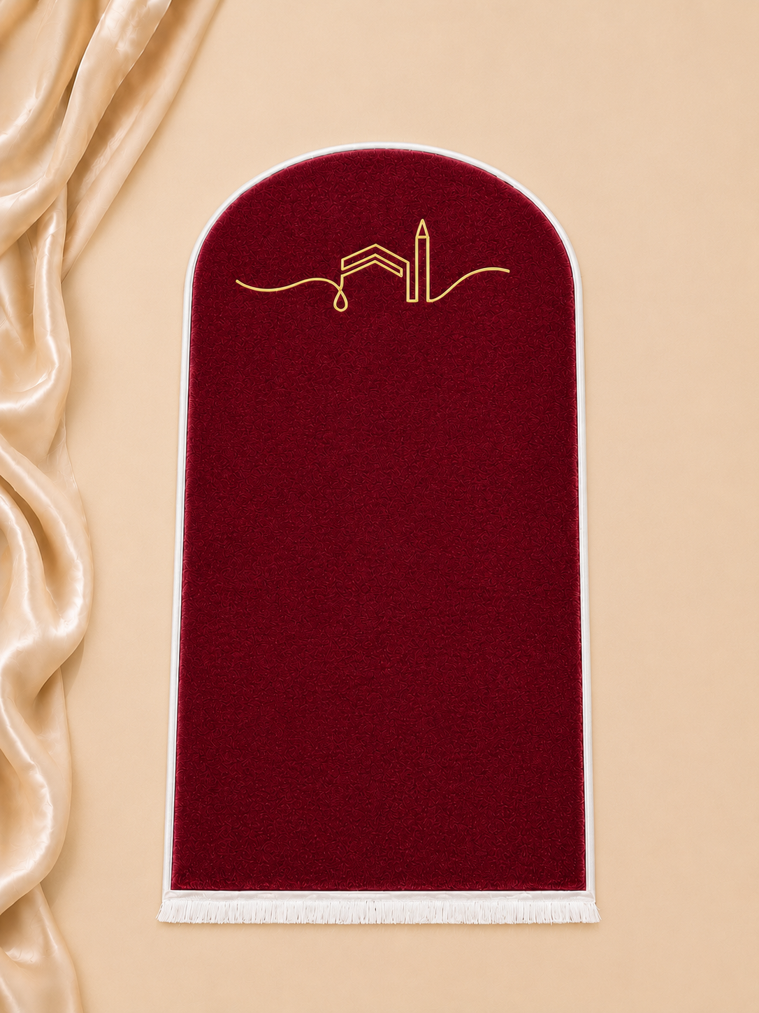 Kadife Seccade Kaymaz Taban - Bordo Gold