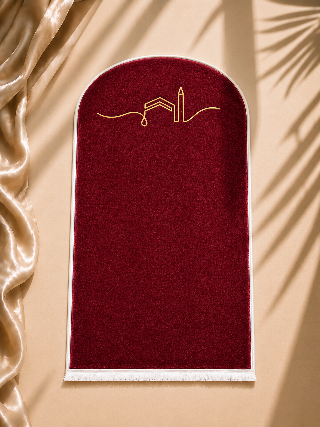 Kadife Seccade Kaymaz Taban - Bordo Gold