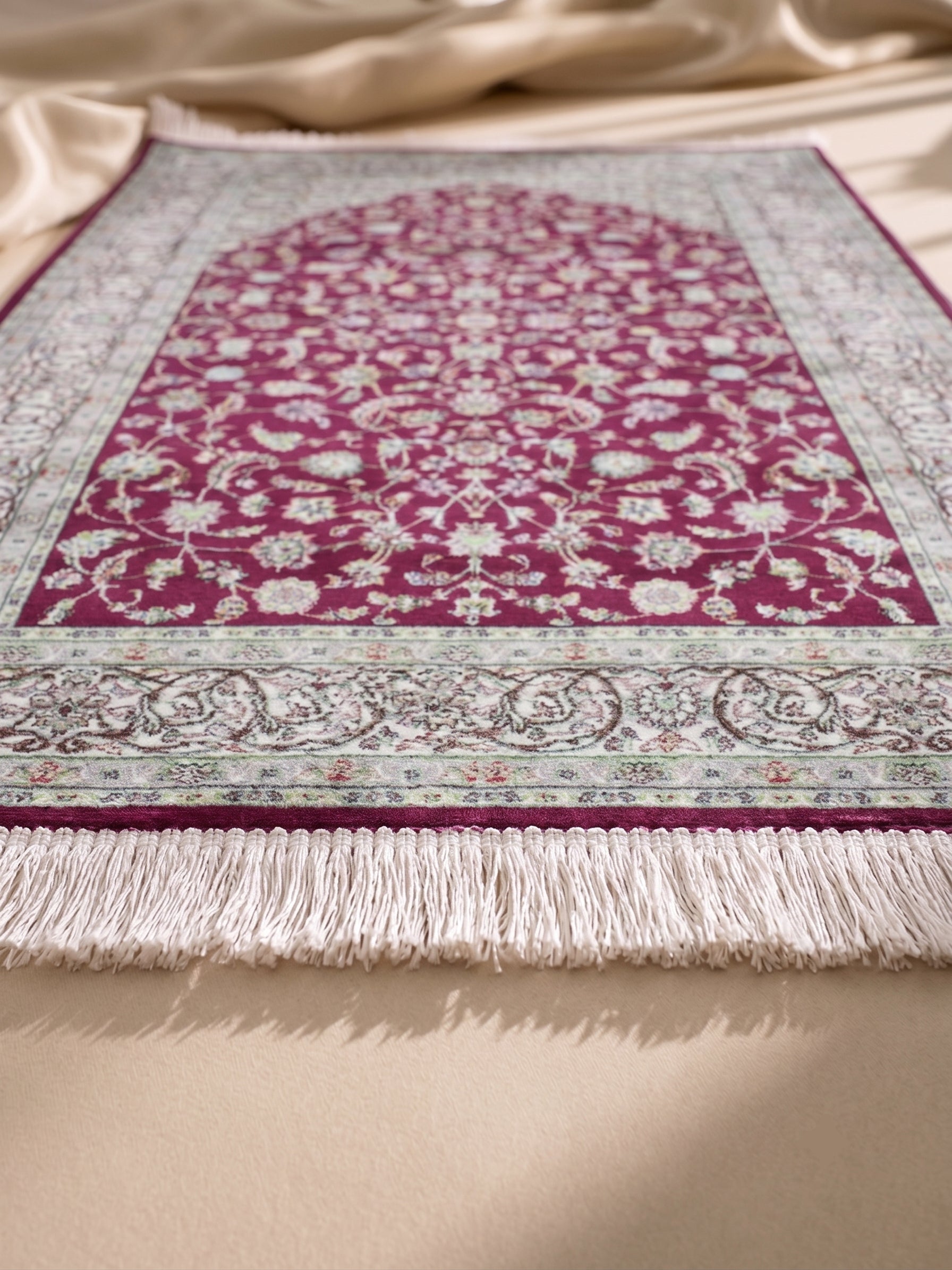 Kadife Seccade Kaymaz Taban - Bordo