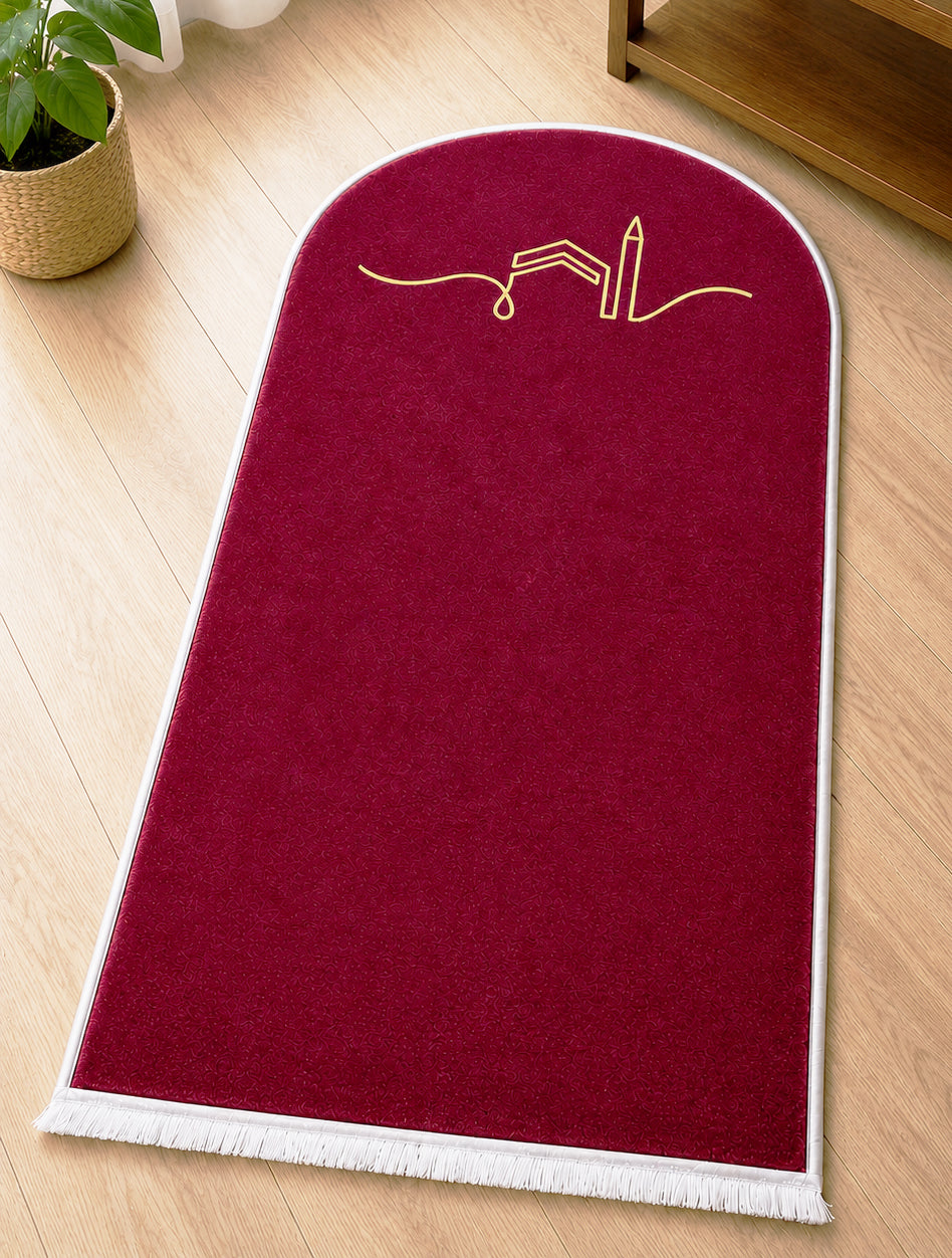 Kadife Seccade Kaymaz Taban - Bordo Gold