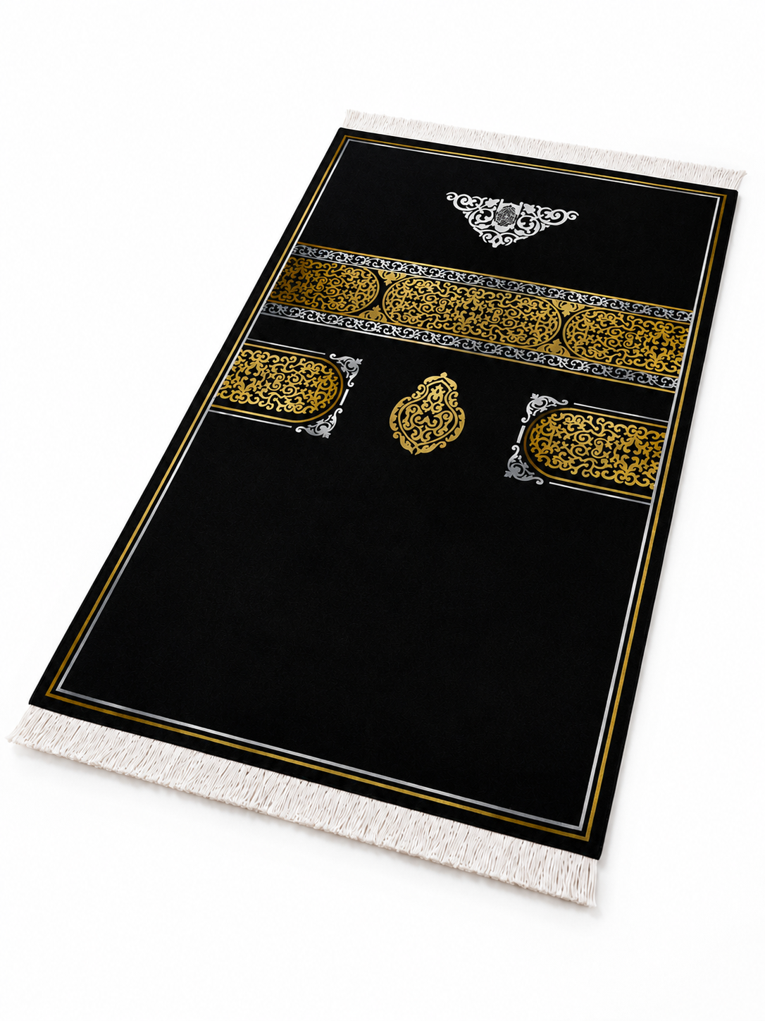 Kadife Seccade Kaymaz Taban - Gold Siyah