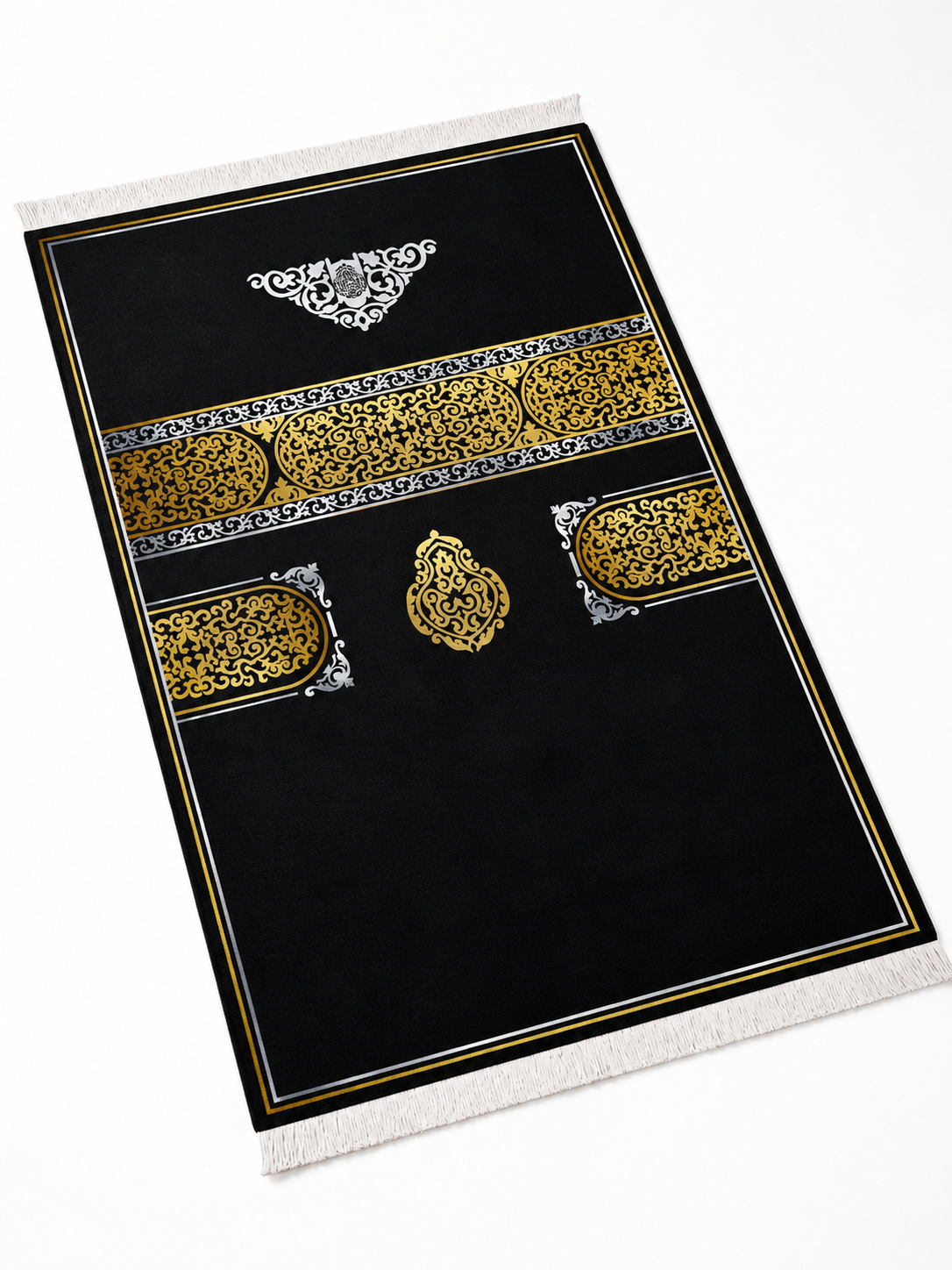 Kadife Seccade Kaymaz Taban - Gold Siyah