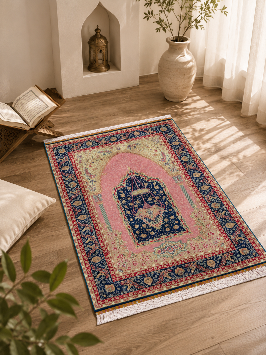 Kadife Seccade Kaymaz Taban - Pembe