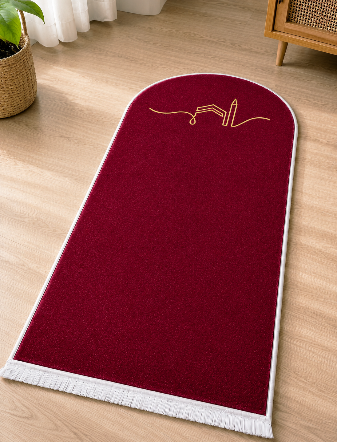 Kadife Seccade Kaymaz Taban - Bordo Gold