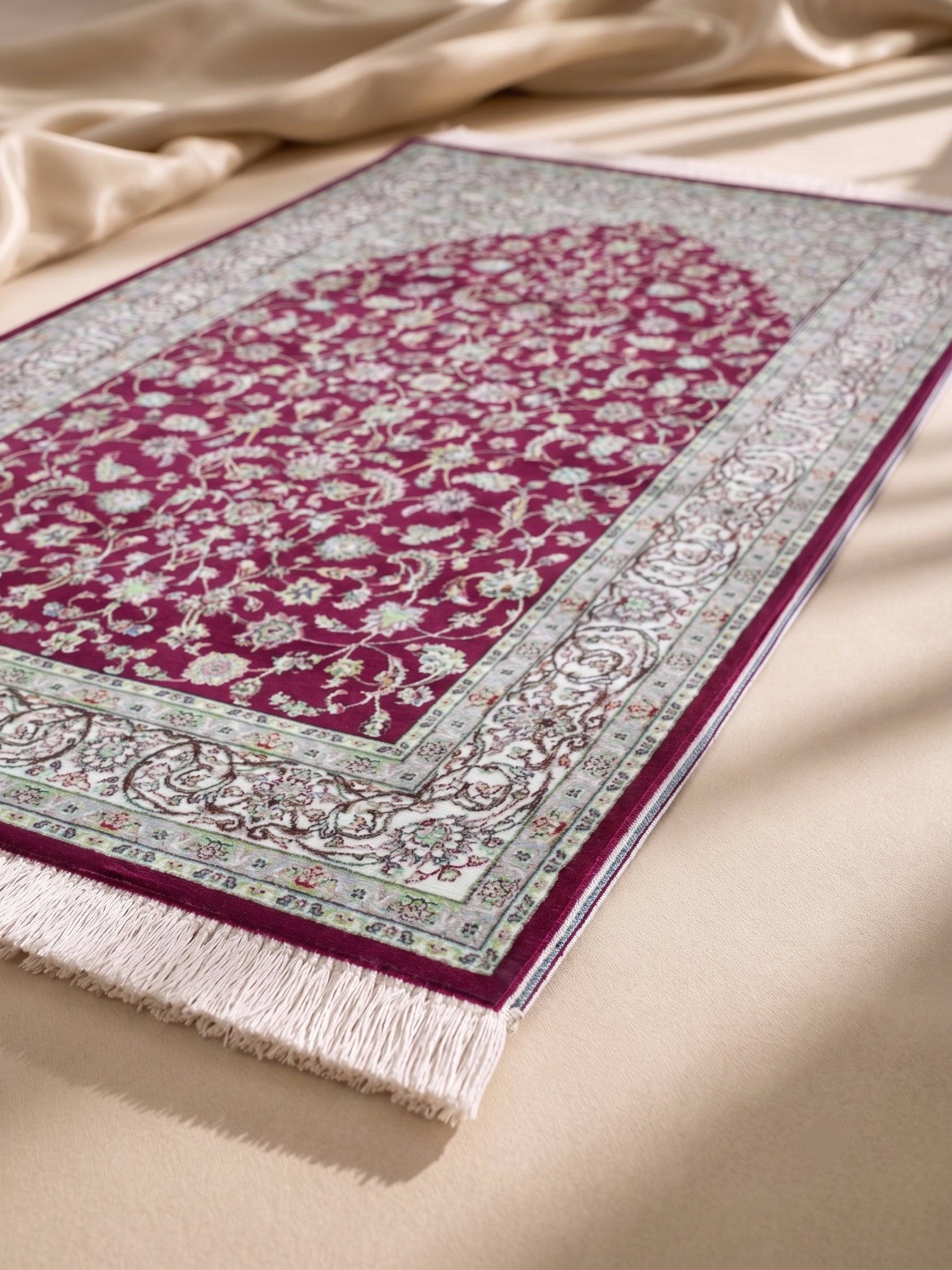 Kadife Seccade Kaymaz Taban - Bordo