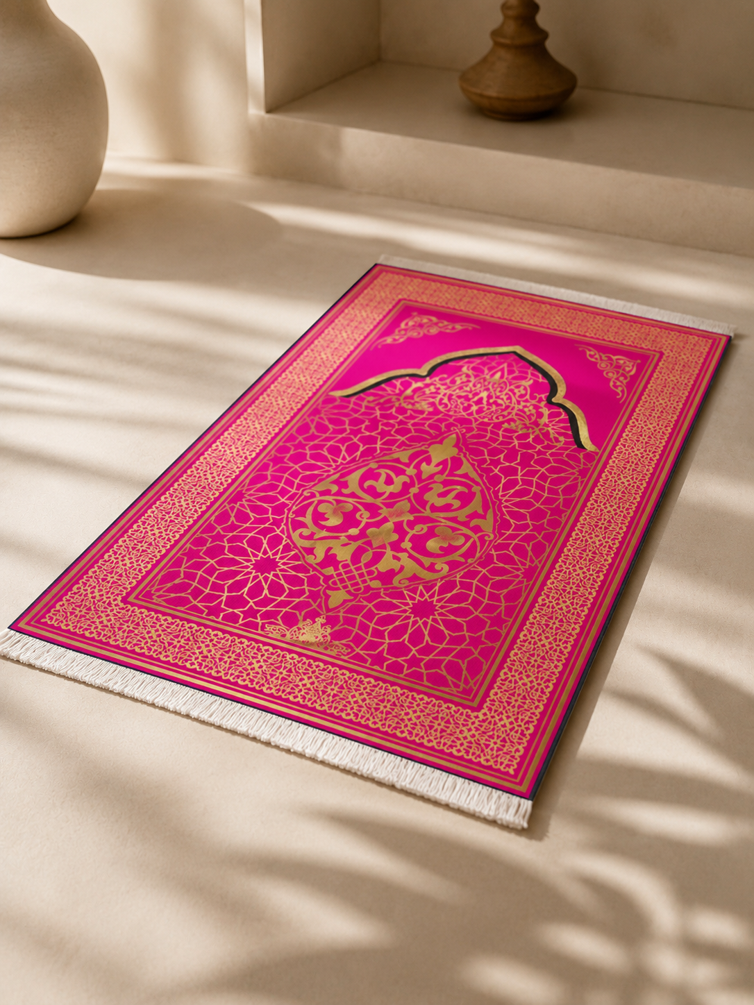 Kadife Seccade Kaymaz Taban - Pembe Gold