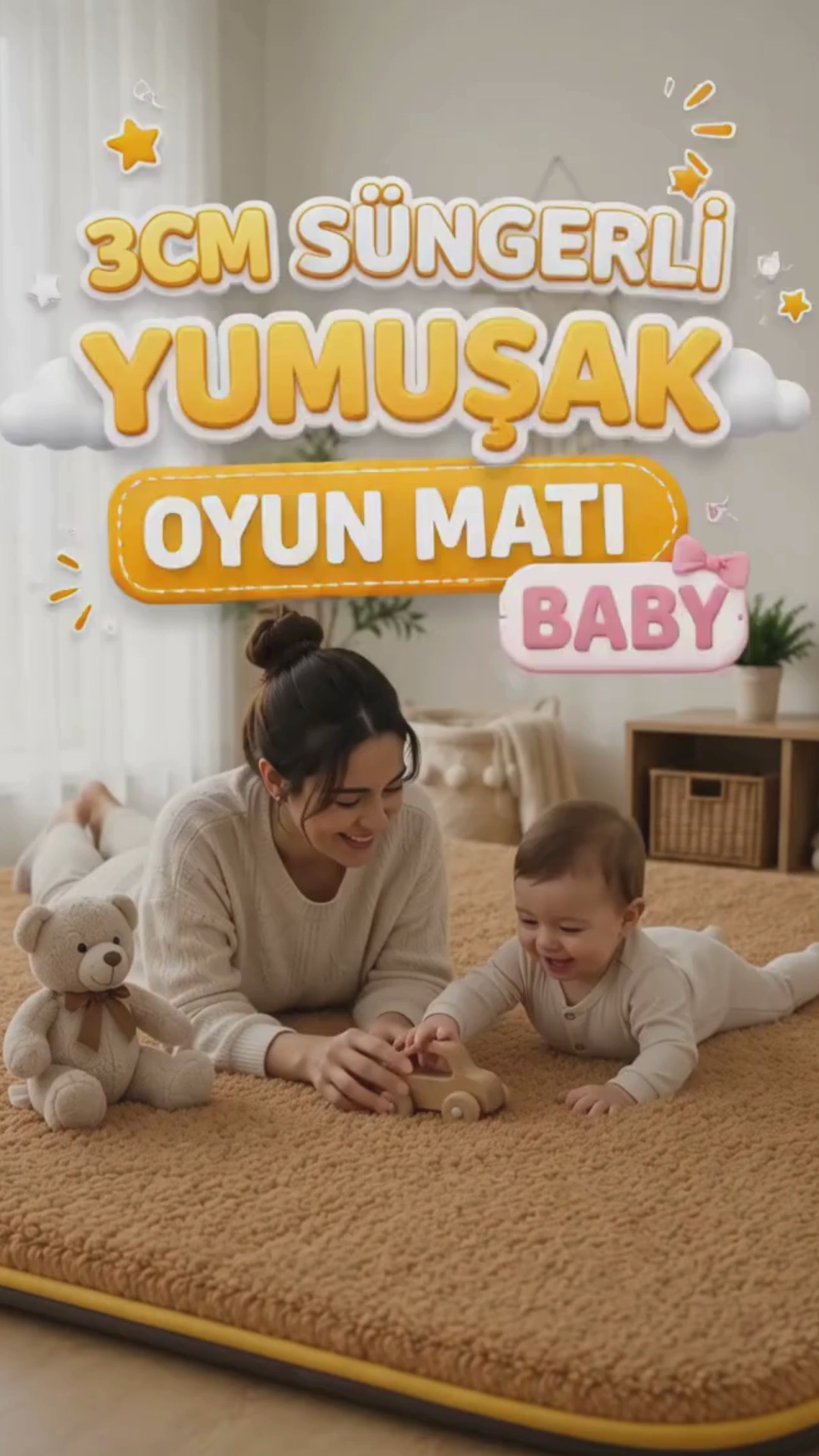 Videoyu yükle: 3 cm Süngerli Welsoft Bebek Oyun Matı | Kaymaz Taban Kahverengi