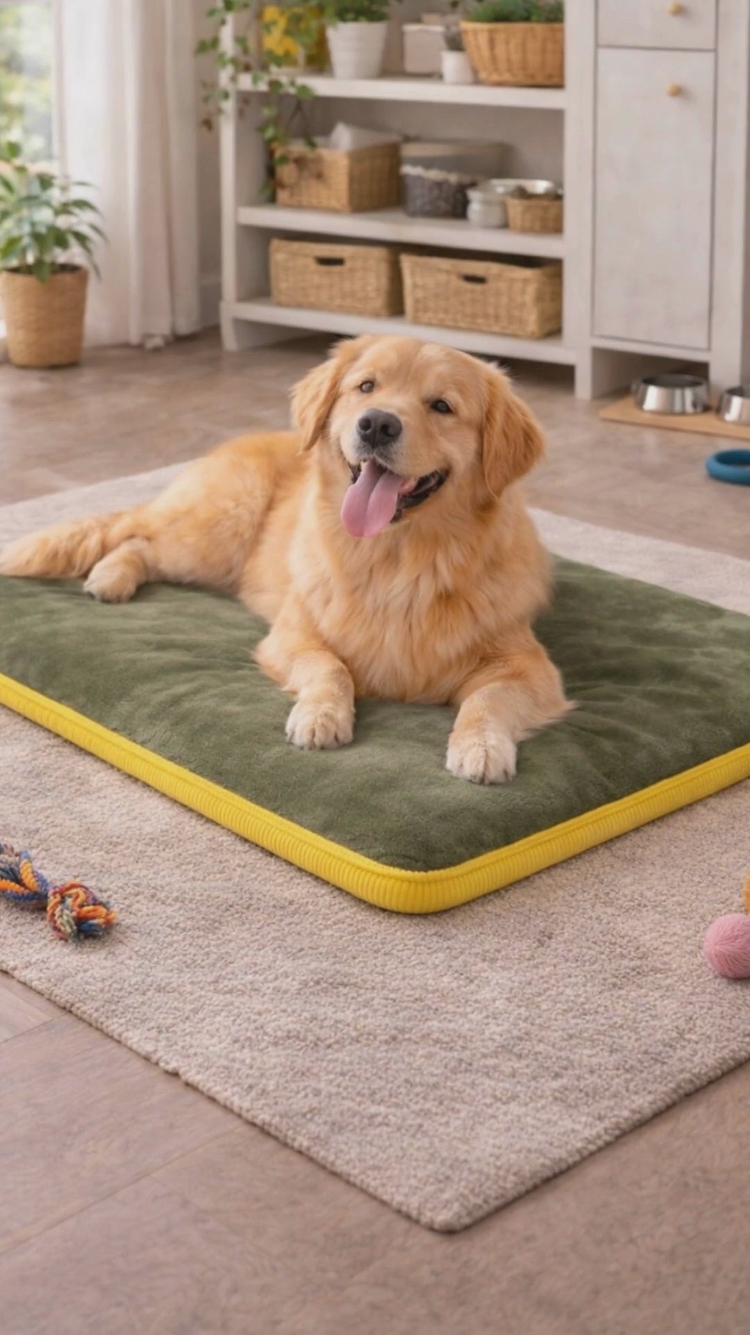 Videoyu yükle: 3 CM Süngerli Ortopedik Kedi Köpek Yatağı Pudra Süet – Kaymaz Tabanlı Peluş Pet Mat Minderi